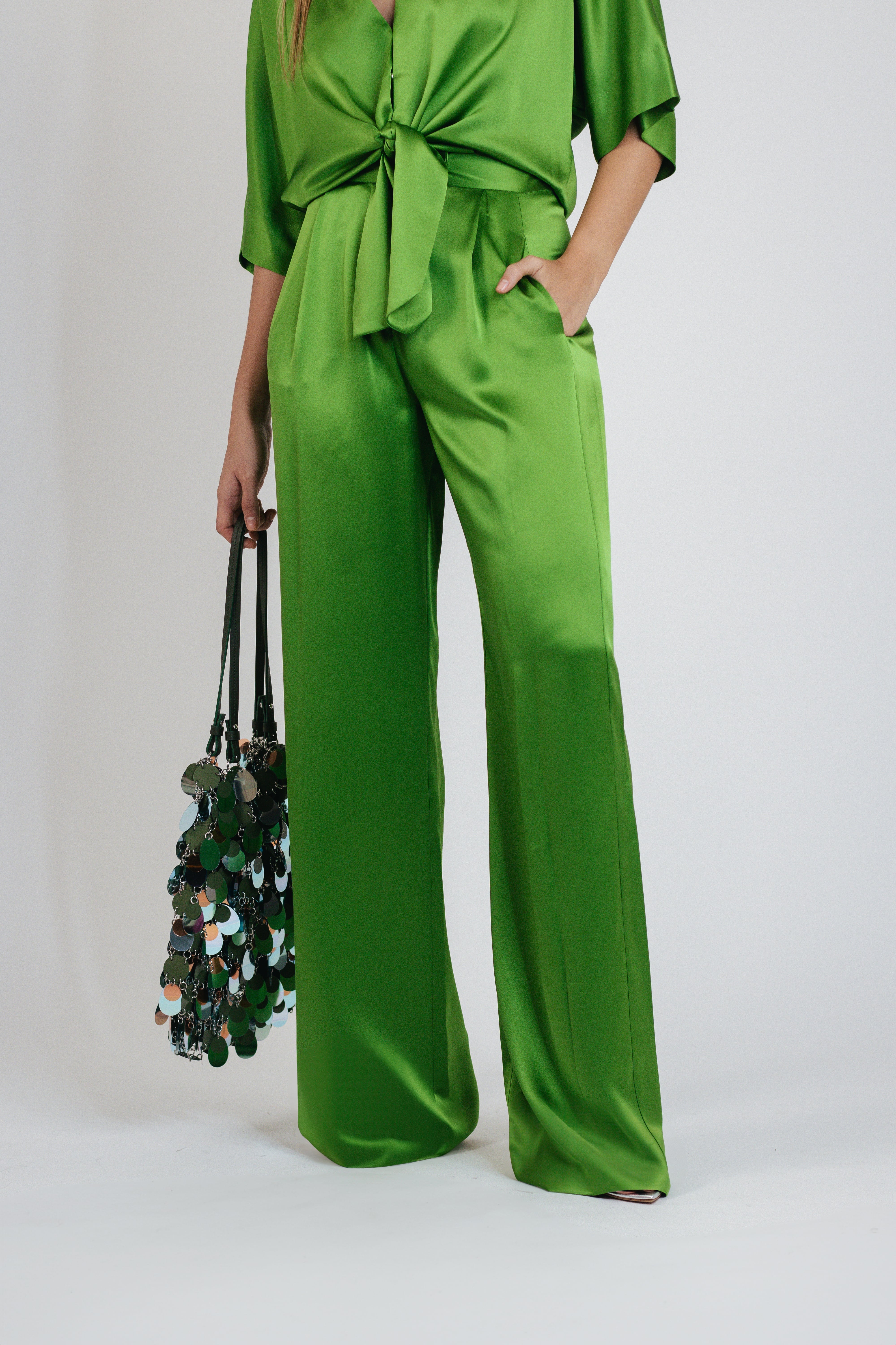 Wide Leg Trouser in Leaf - shop - olivia.com