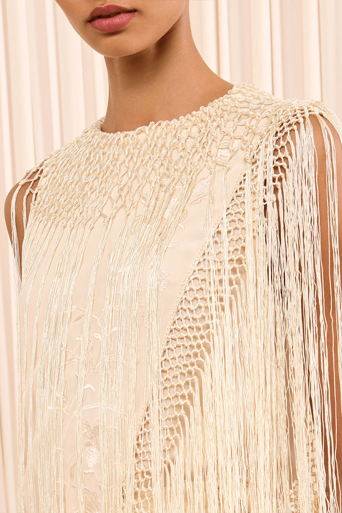Willa Silk Fringe Top in Creme - shop-olivia.com