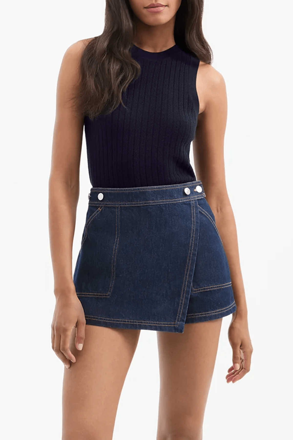 Winslet Denim Skort in Indigo Rinse - shop - olivia.com