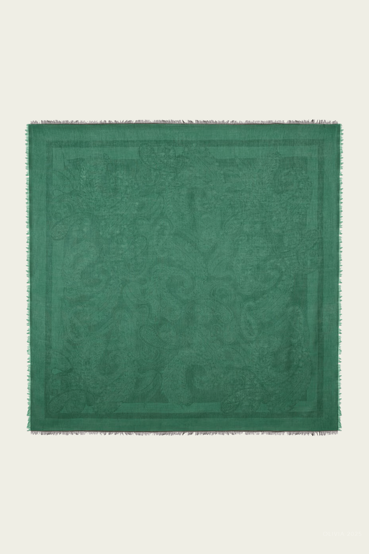 Wool - Blend Jacquard Shawl in Green - shop - olivia.com