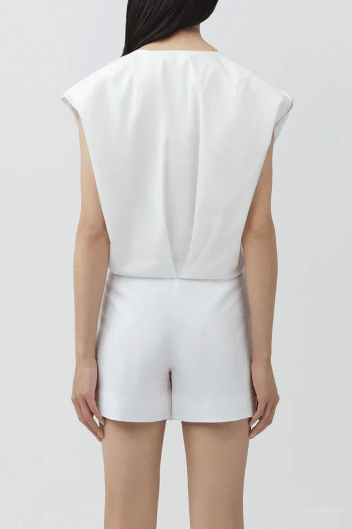 Wrenli Cotton Pleated Top in White - shop - olivia.com