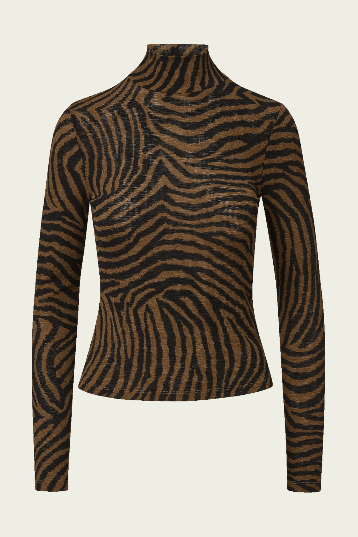 Wyeth Zebra Turtleneck Top in Ochre Black - shop-olivia.com