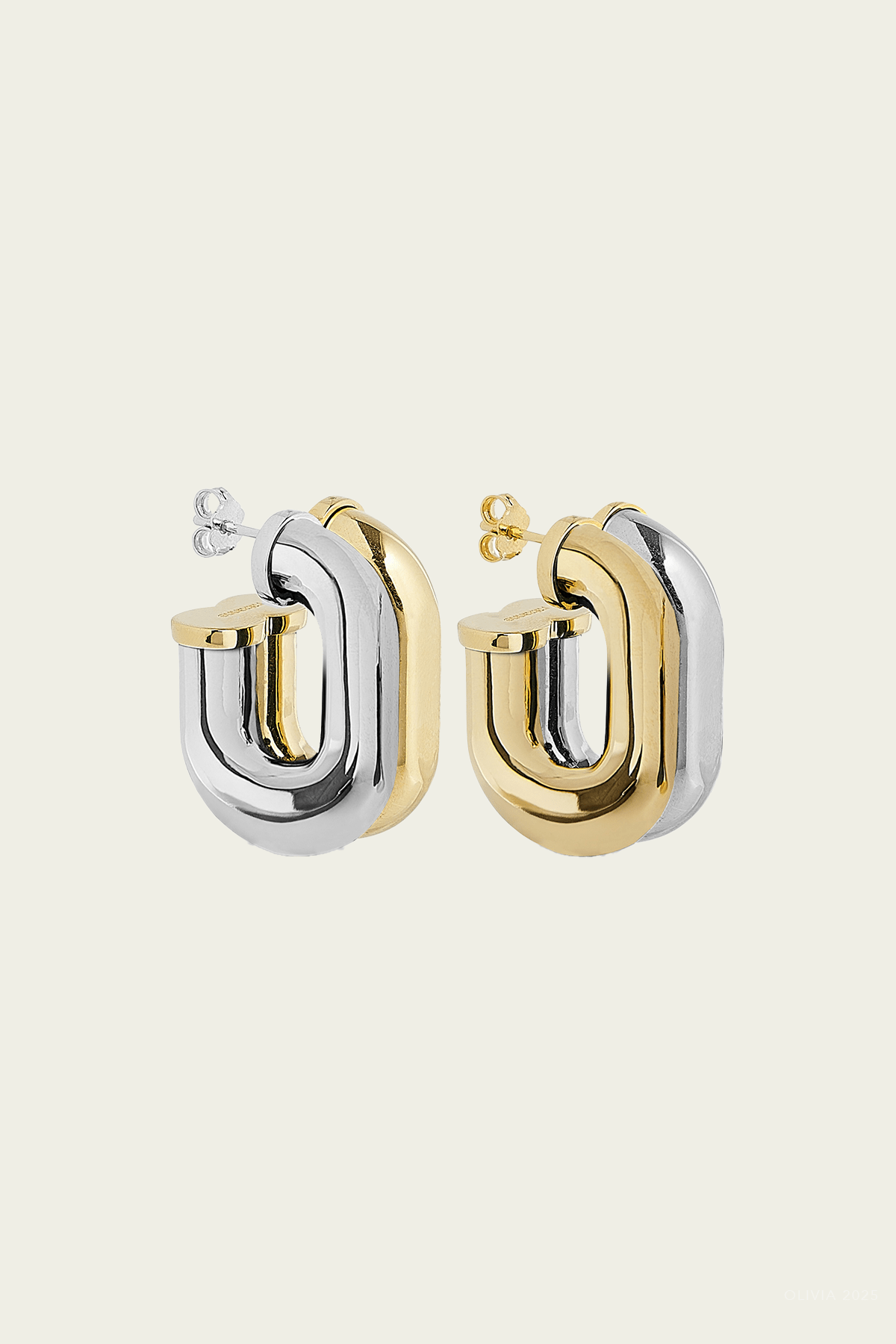 XL - Link Bi - Color Earrings in Gold Silver - shop - olivia.com