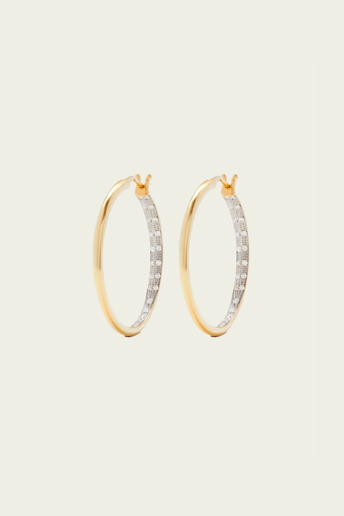 Yellow Gold & Diamond Hoops - shop - olivia.com