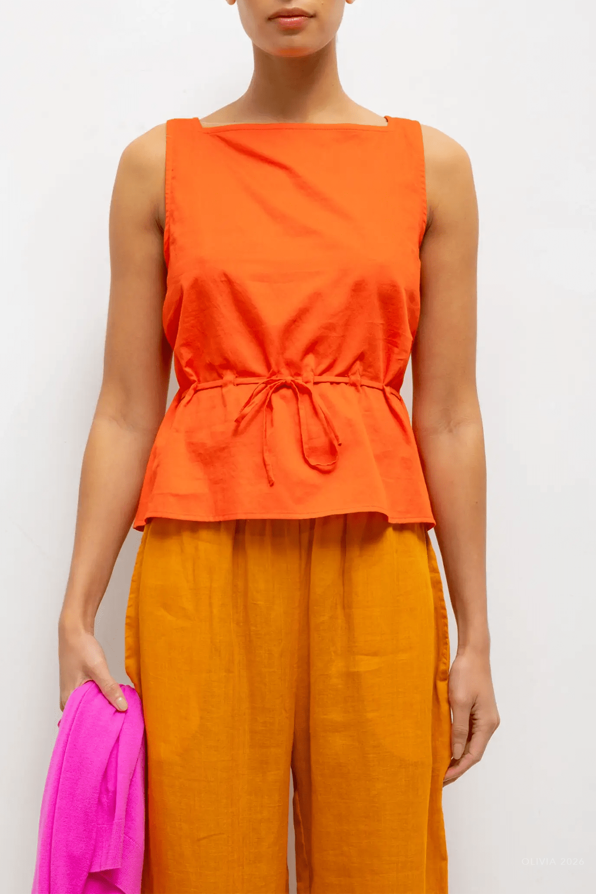 Yoko Drawstring Tank in Feu - shop-olivia.com