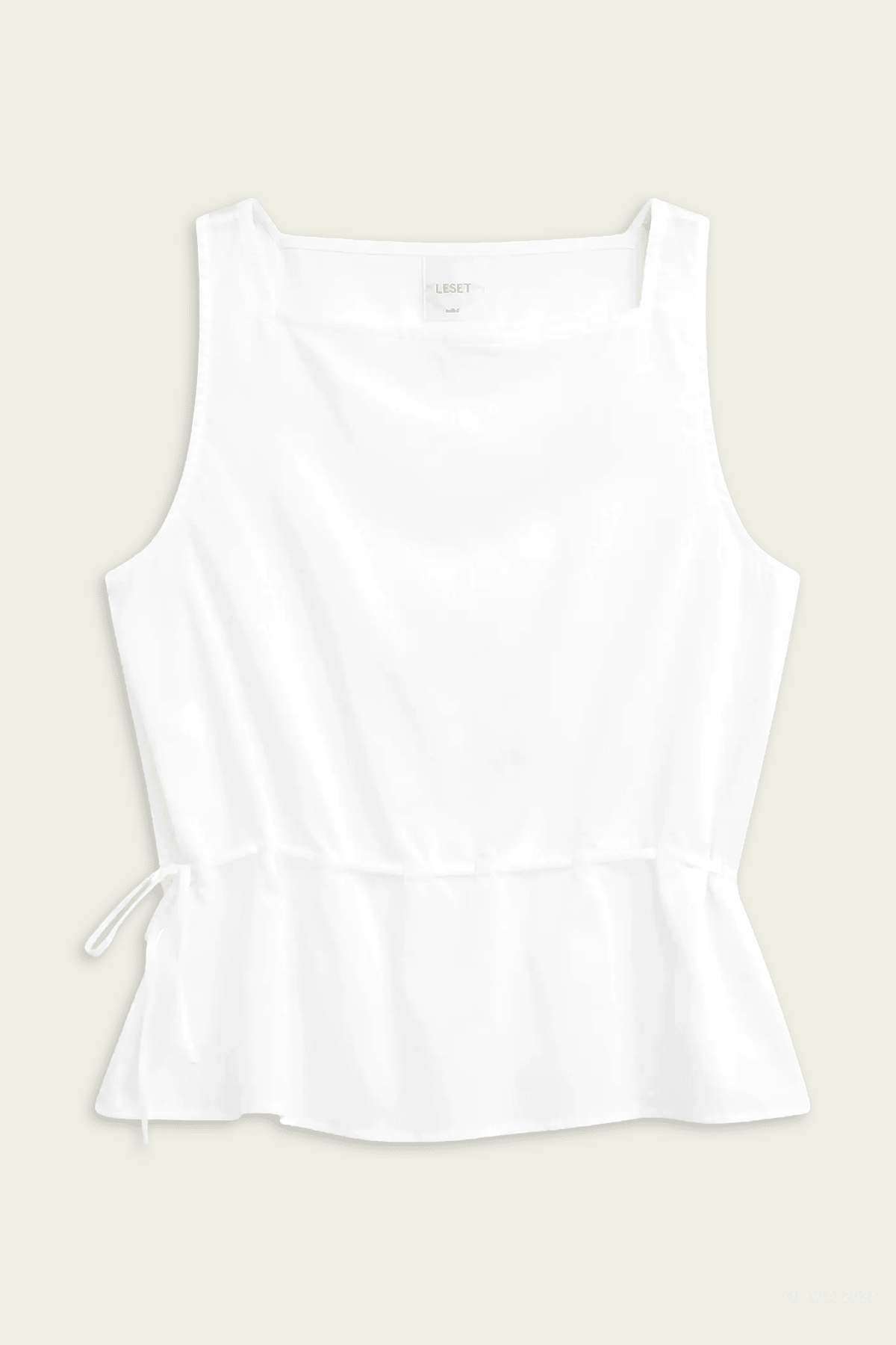 Yoko Drawstring Tank in White - shop-olivia.com