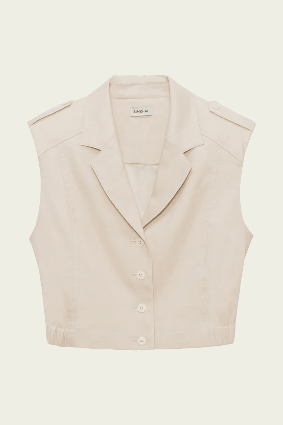 York Cropped Linen Vest in Sand - shop - olivia.com