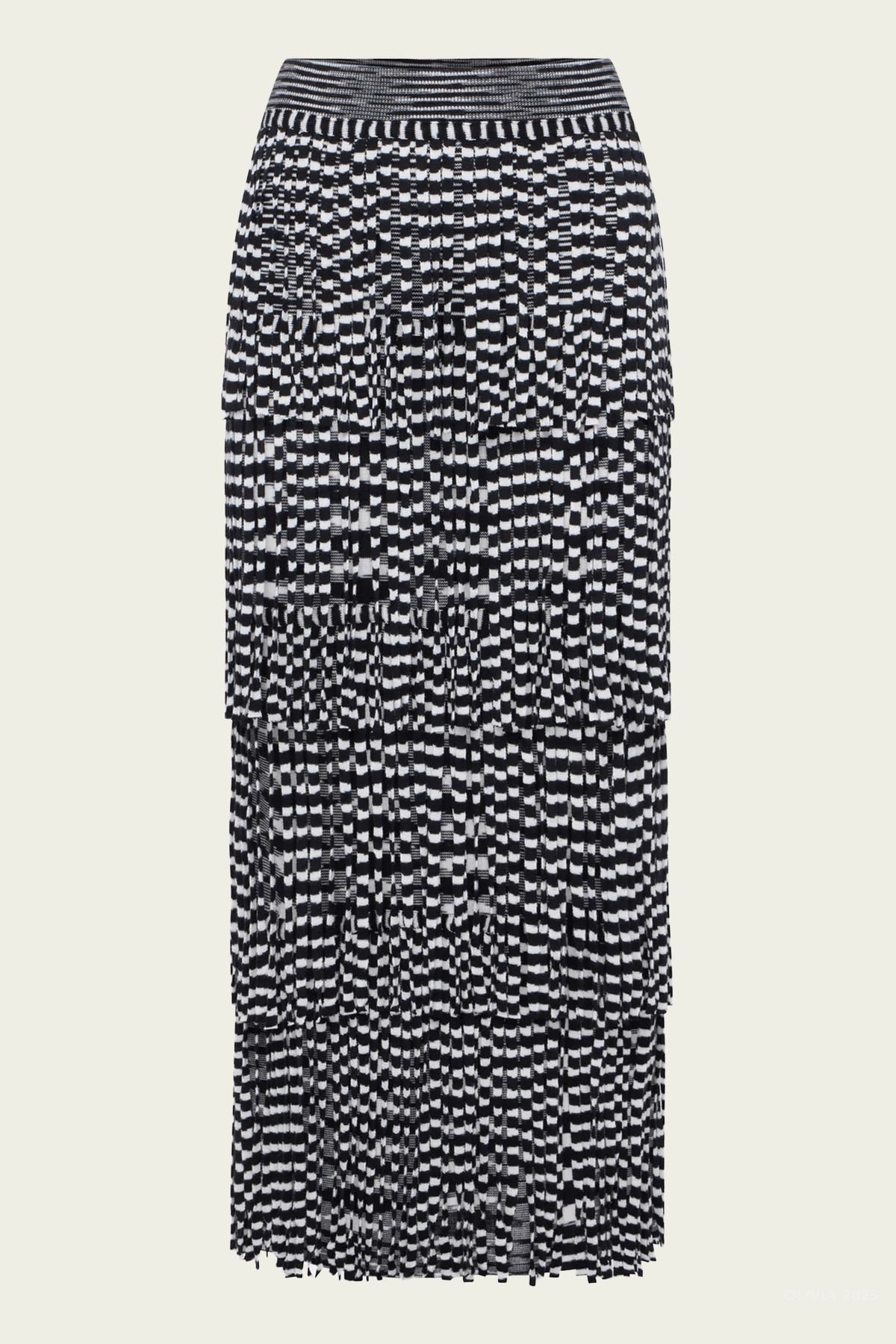 Za Za Fringe Skirt in Black White Space Dye - shop - olivia.com