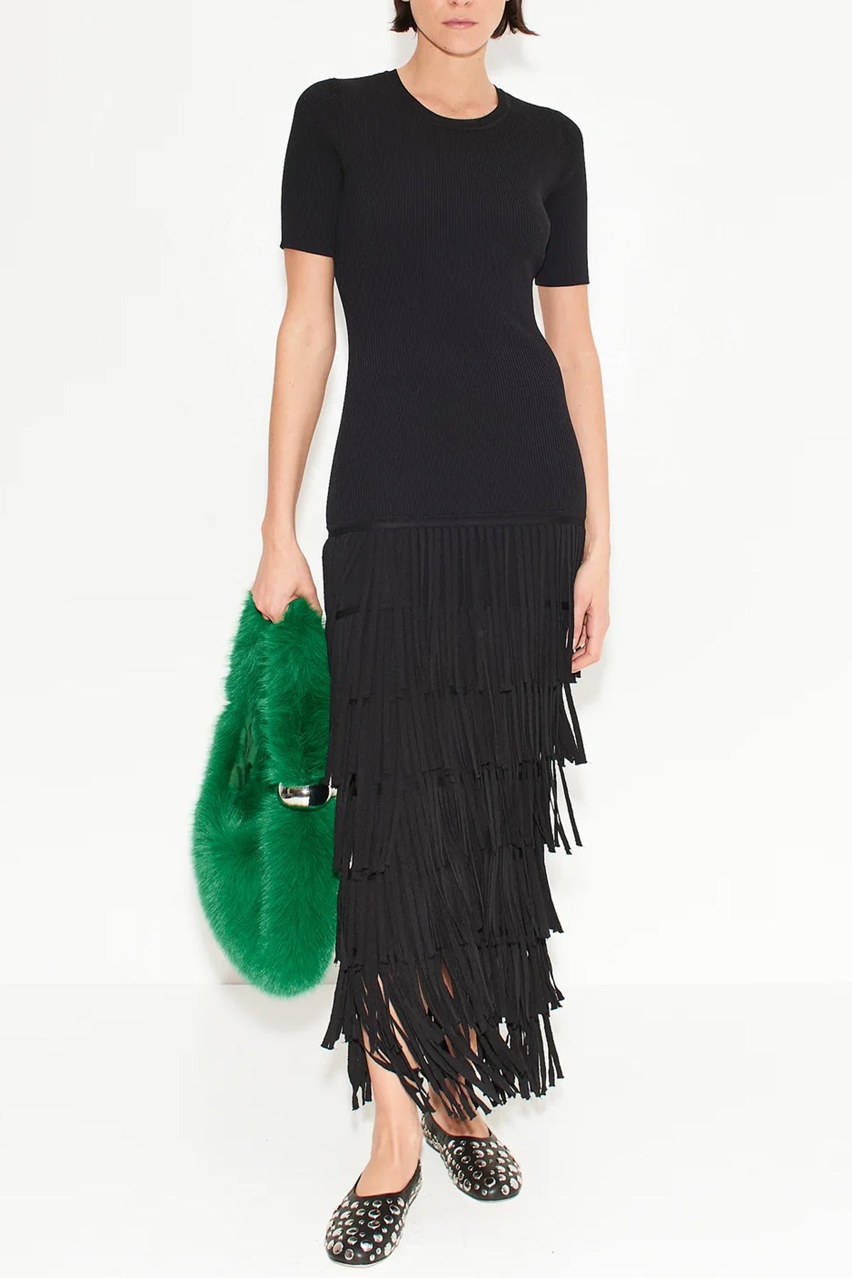 Za Za Knit Fringe Dress in Black - shop - olivia.com