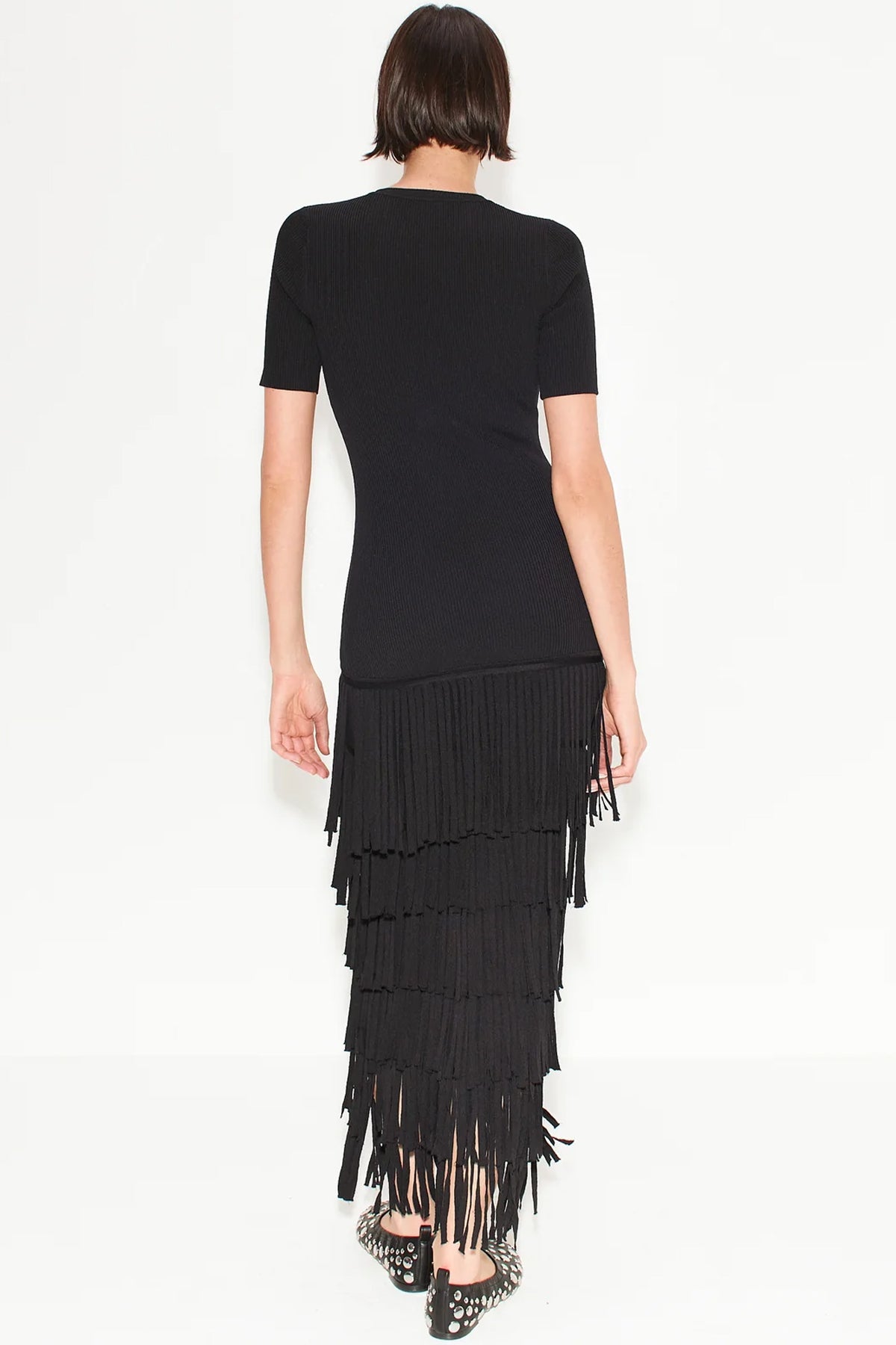 Za Za Knit Fringe Dress in Black - shop - olivia.com