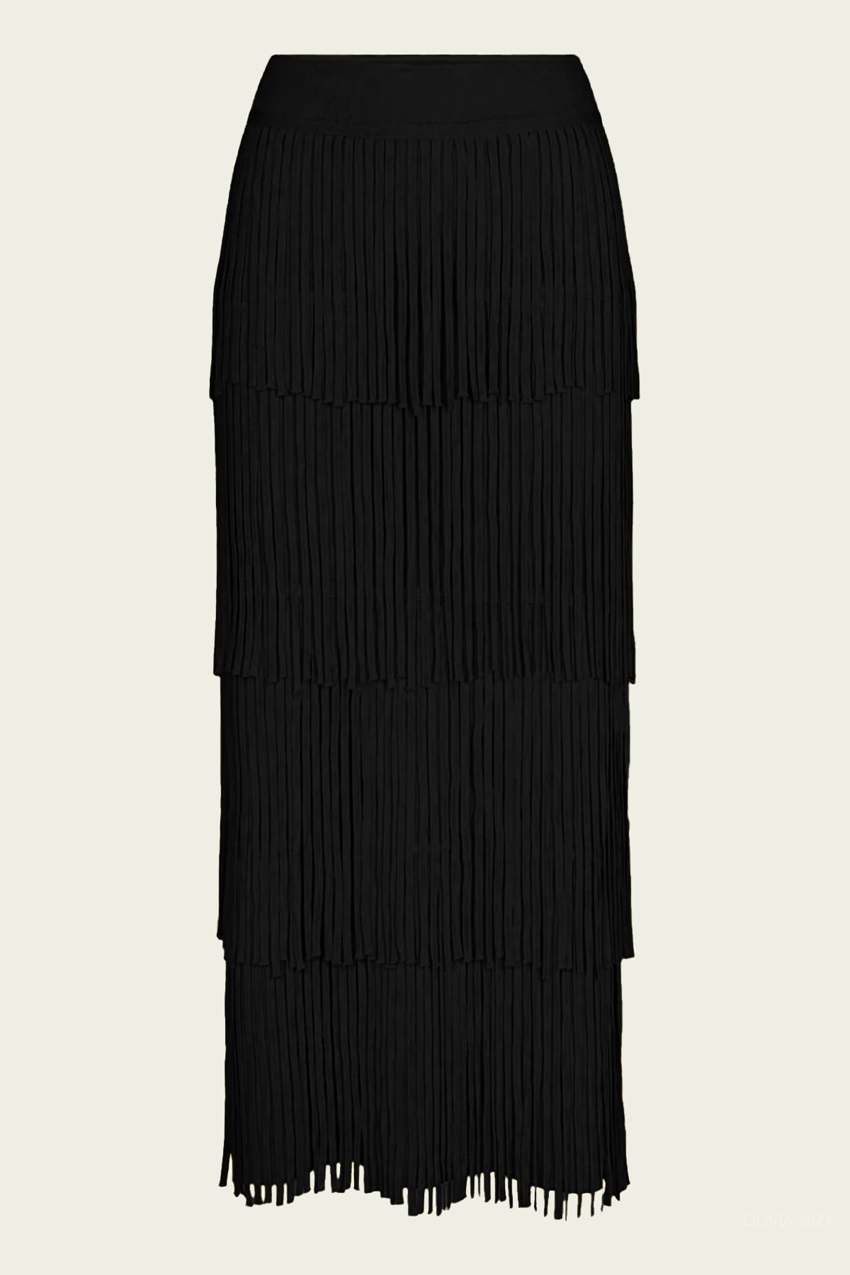 Za Za Knit Fringe Skirt in Black - shop - olivia.com