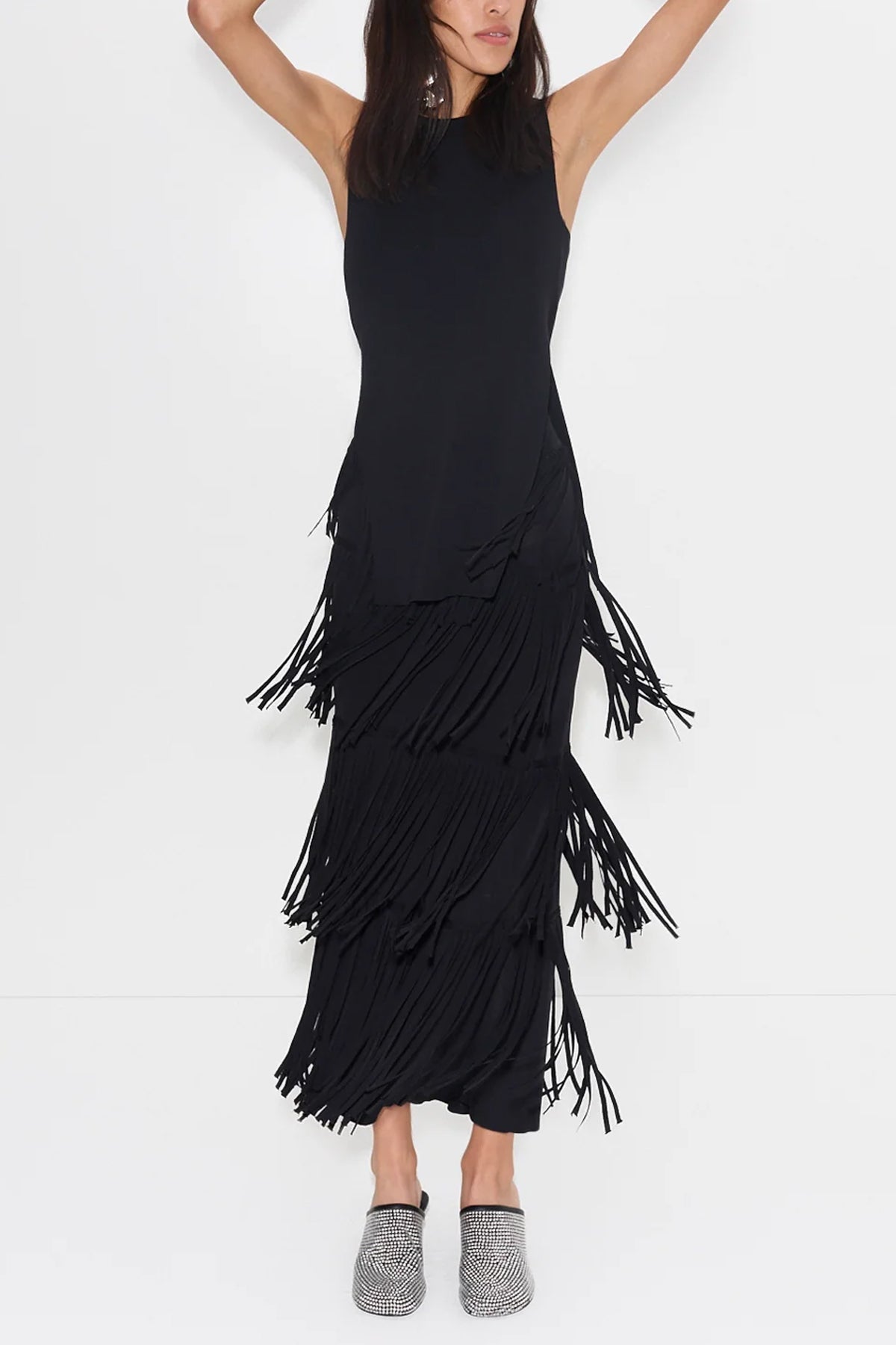 Za Za Knit Fringe Skirt in Black - shop - olivia.com