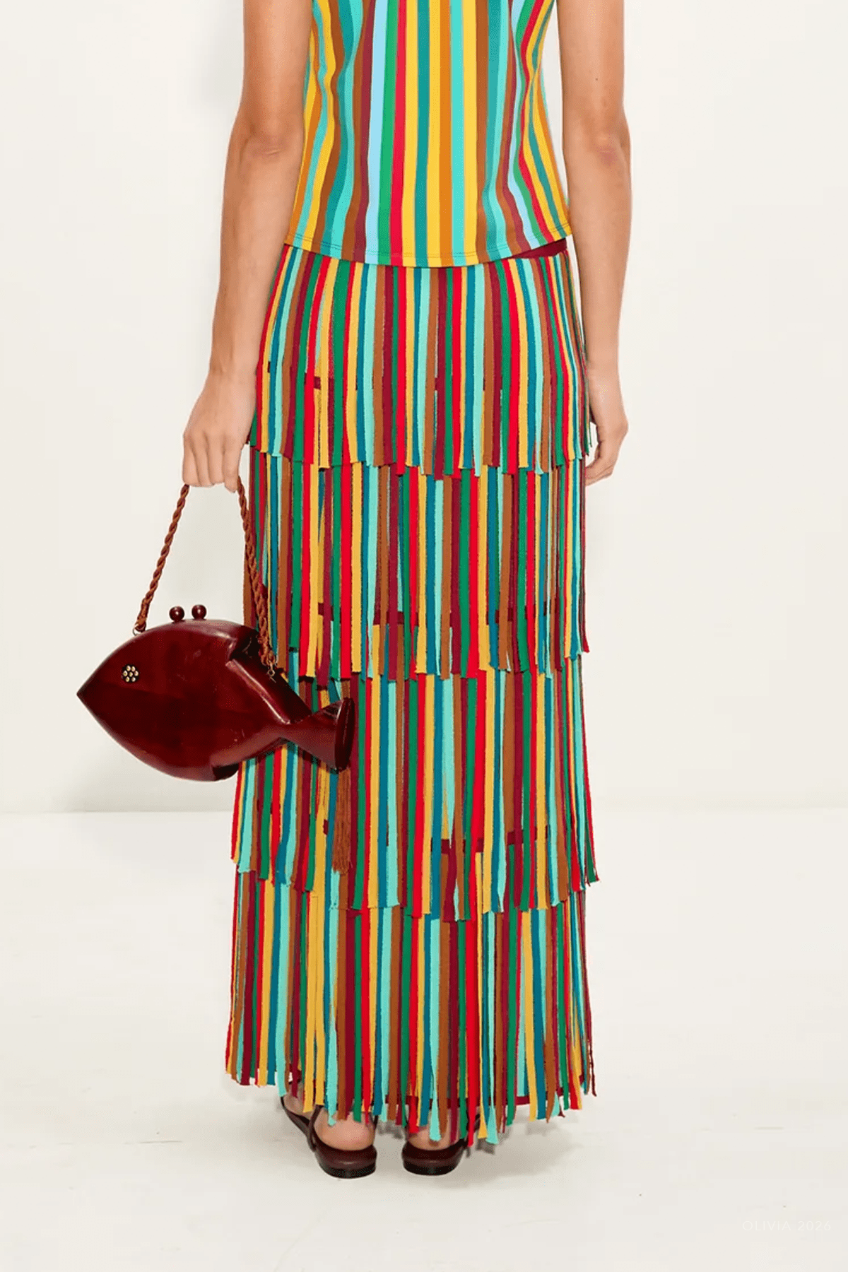 Za Za Knit Skirt in Vibrant Multi Stripe - shop-olivia.com