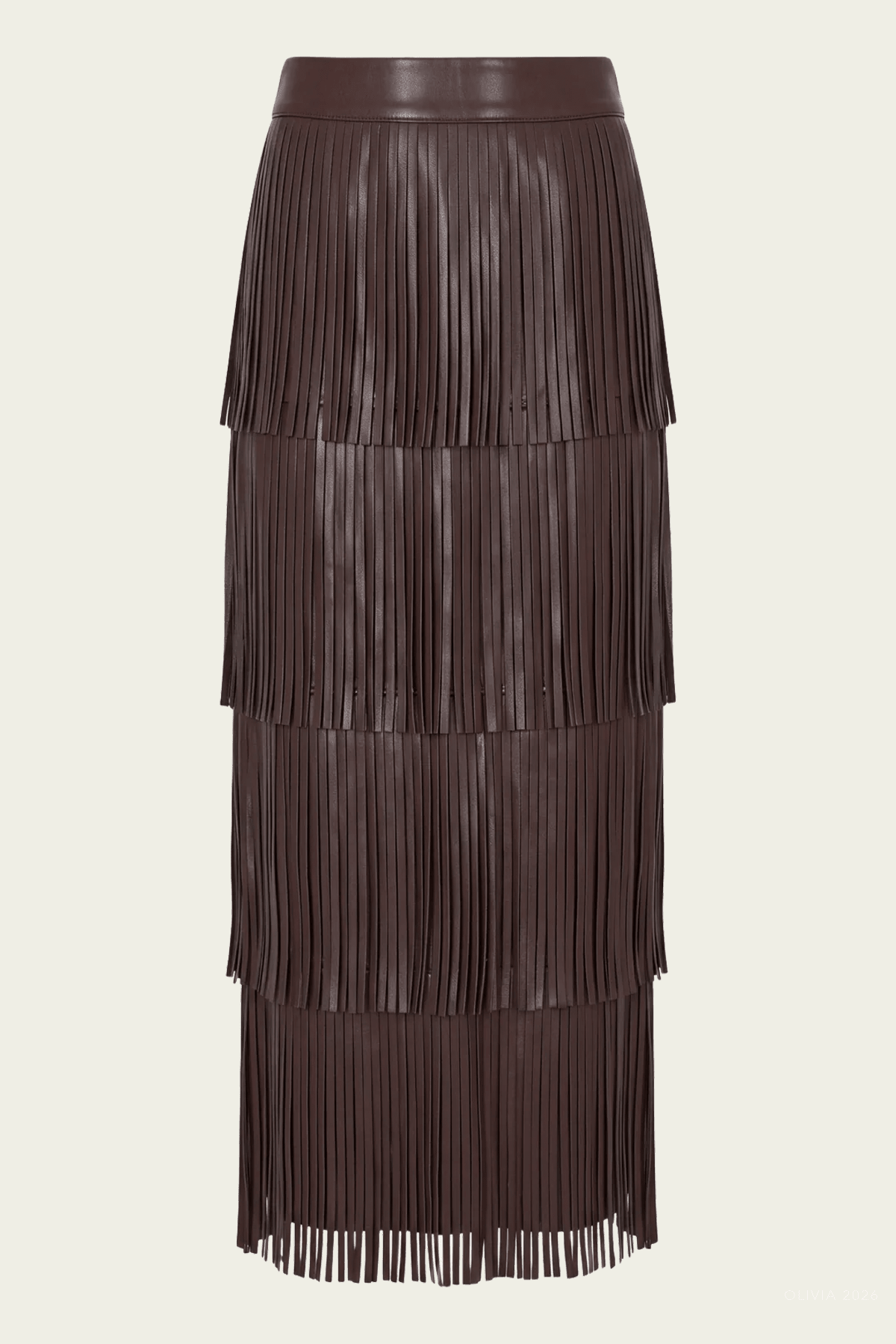 Za Za Vegan Leather Fringe Skirt in Dark Choco Brown - shop-olivia.com