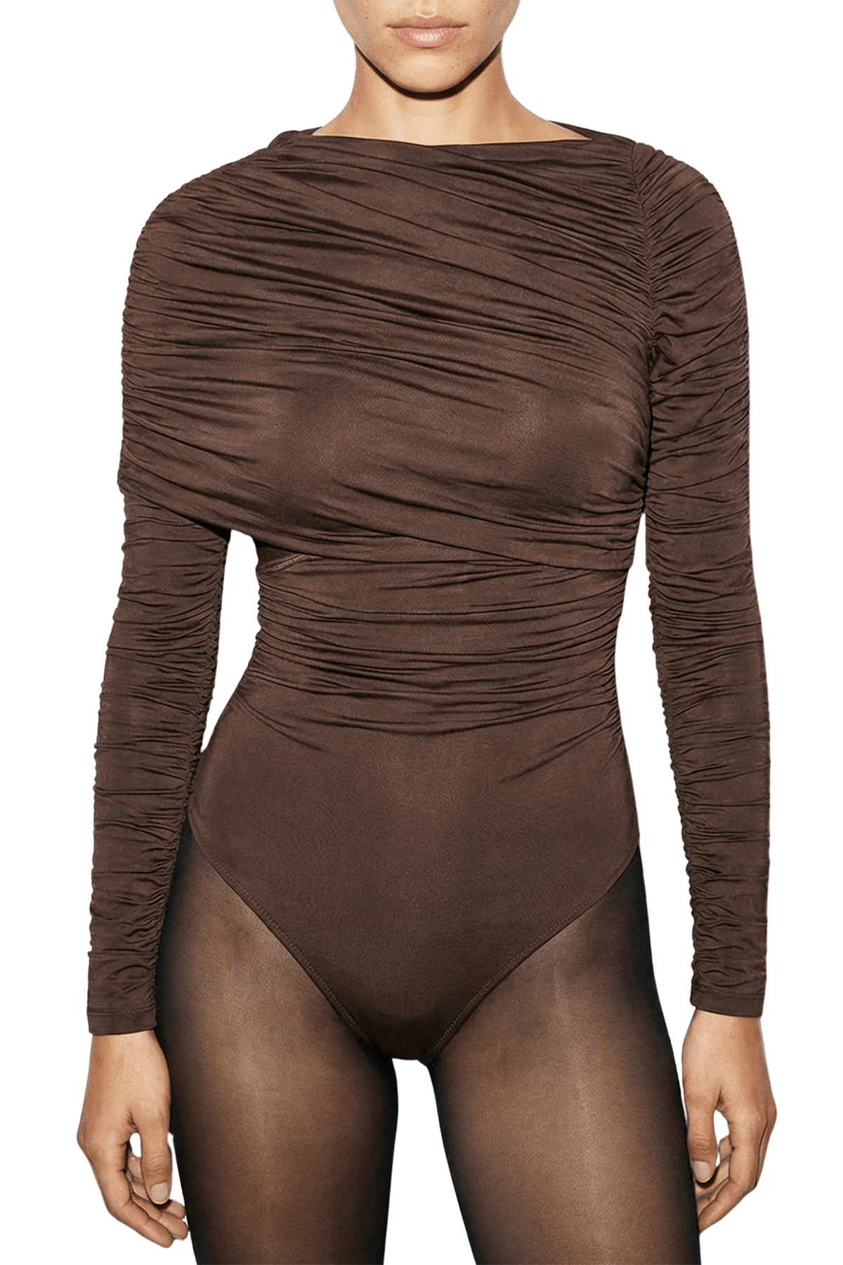 Zarina Bodysuit in Lentil - shop-olivia.com