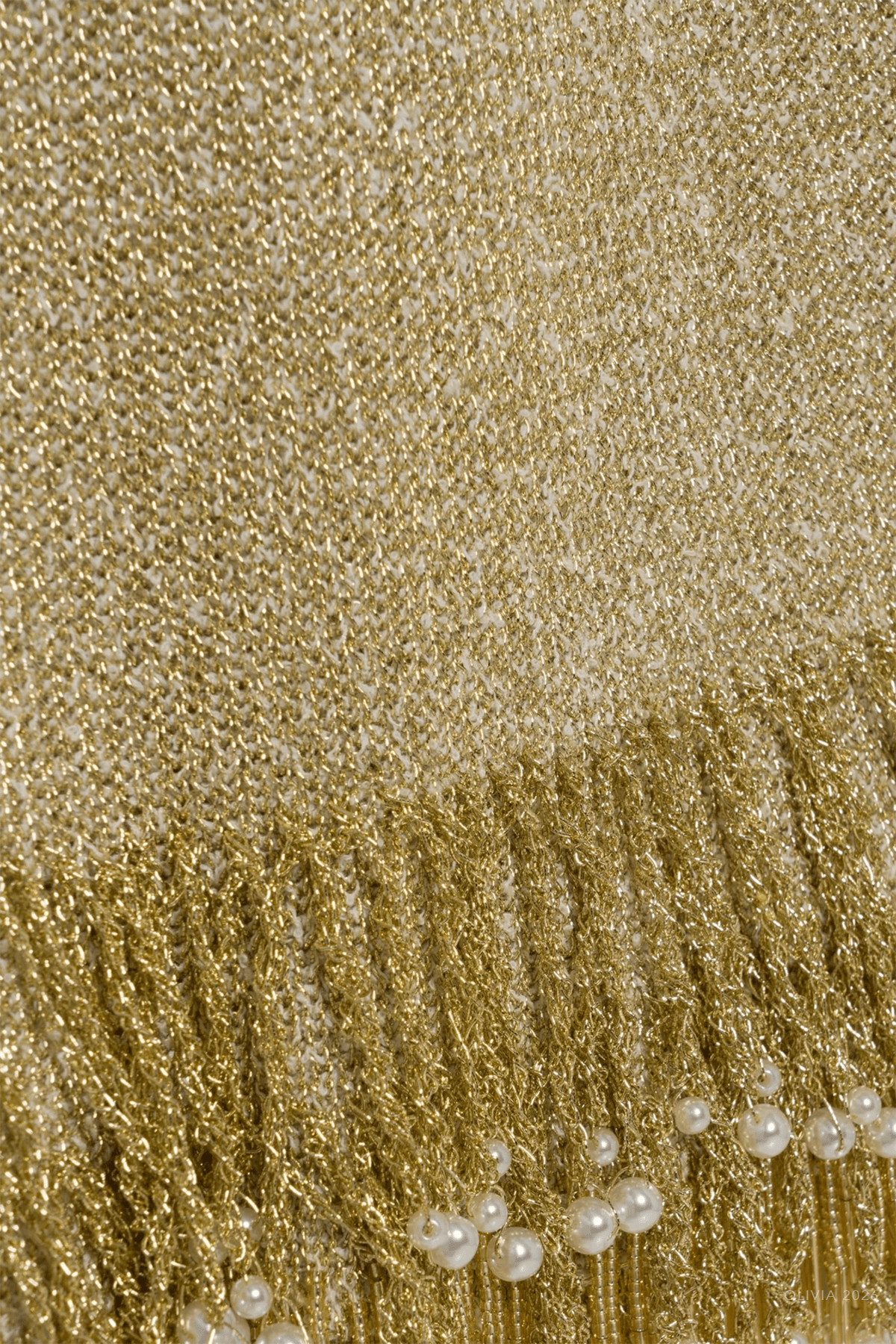 Zeni Pearl Fringe Skirt in Gold - shop-olivia.com