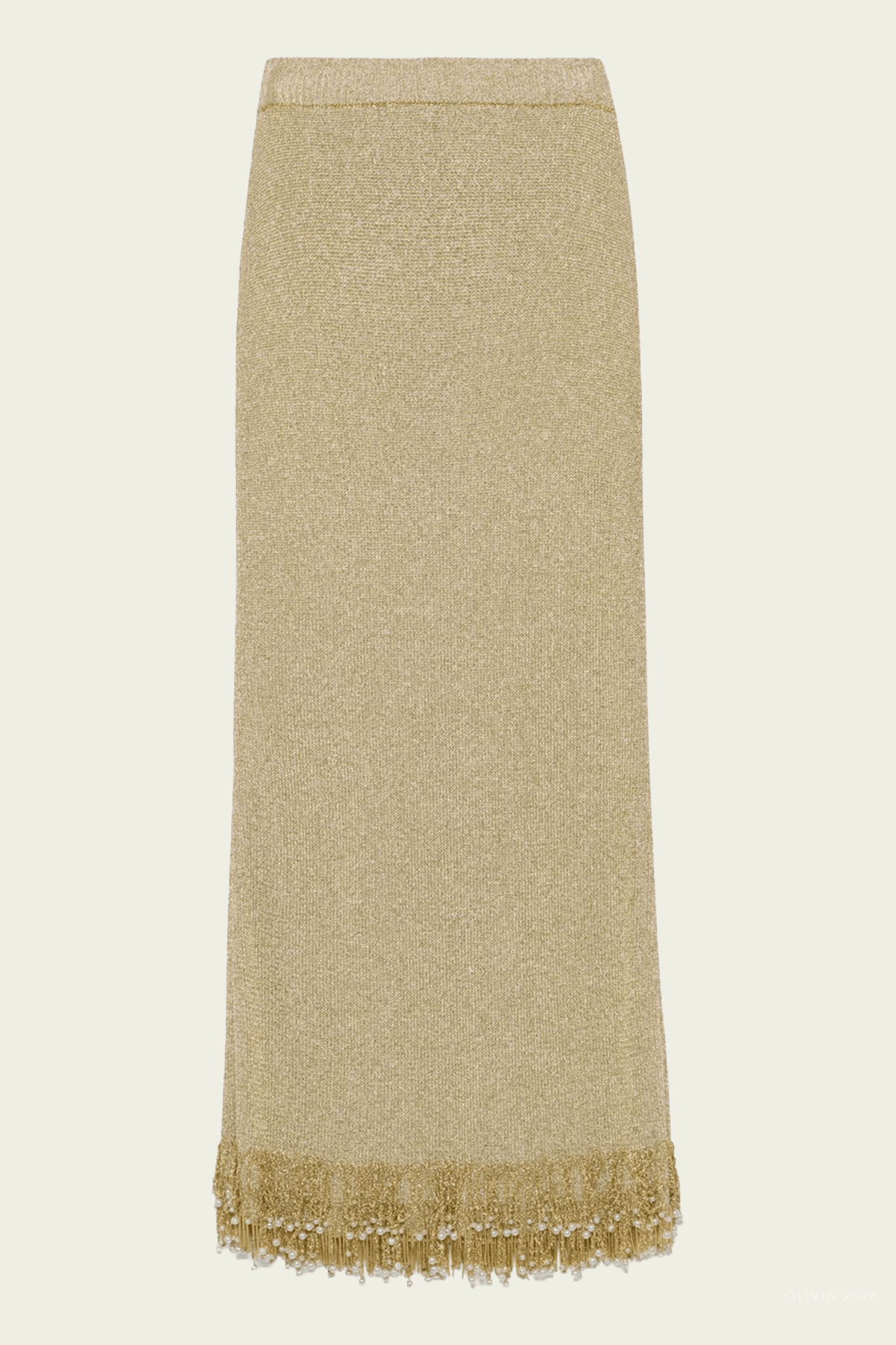 Zeni Pearl Fringe Skirt in Gold - shop-olivia.com