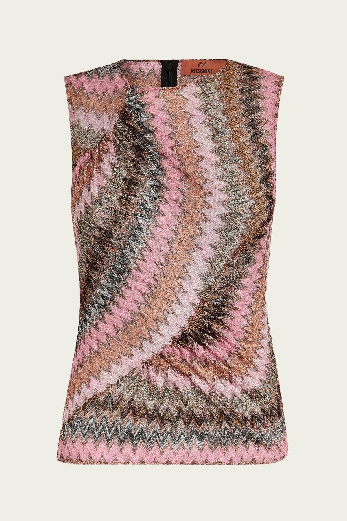 Zig - Zag Crew - Neck Tank Top in Brown Pink - shop - olivia.com