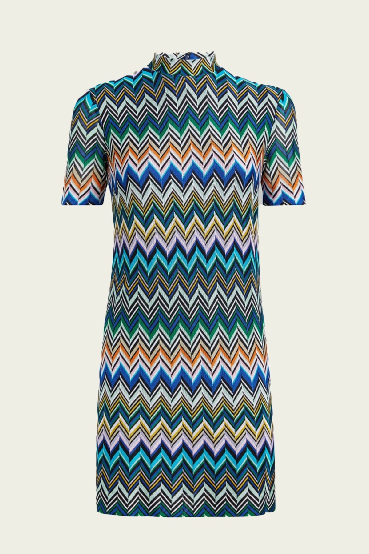 Zig Zag Short - Sleeved Mini - Dress in Blue Multi - shop - olivia.com