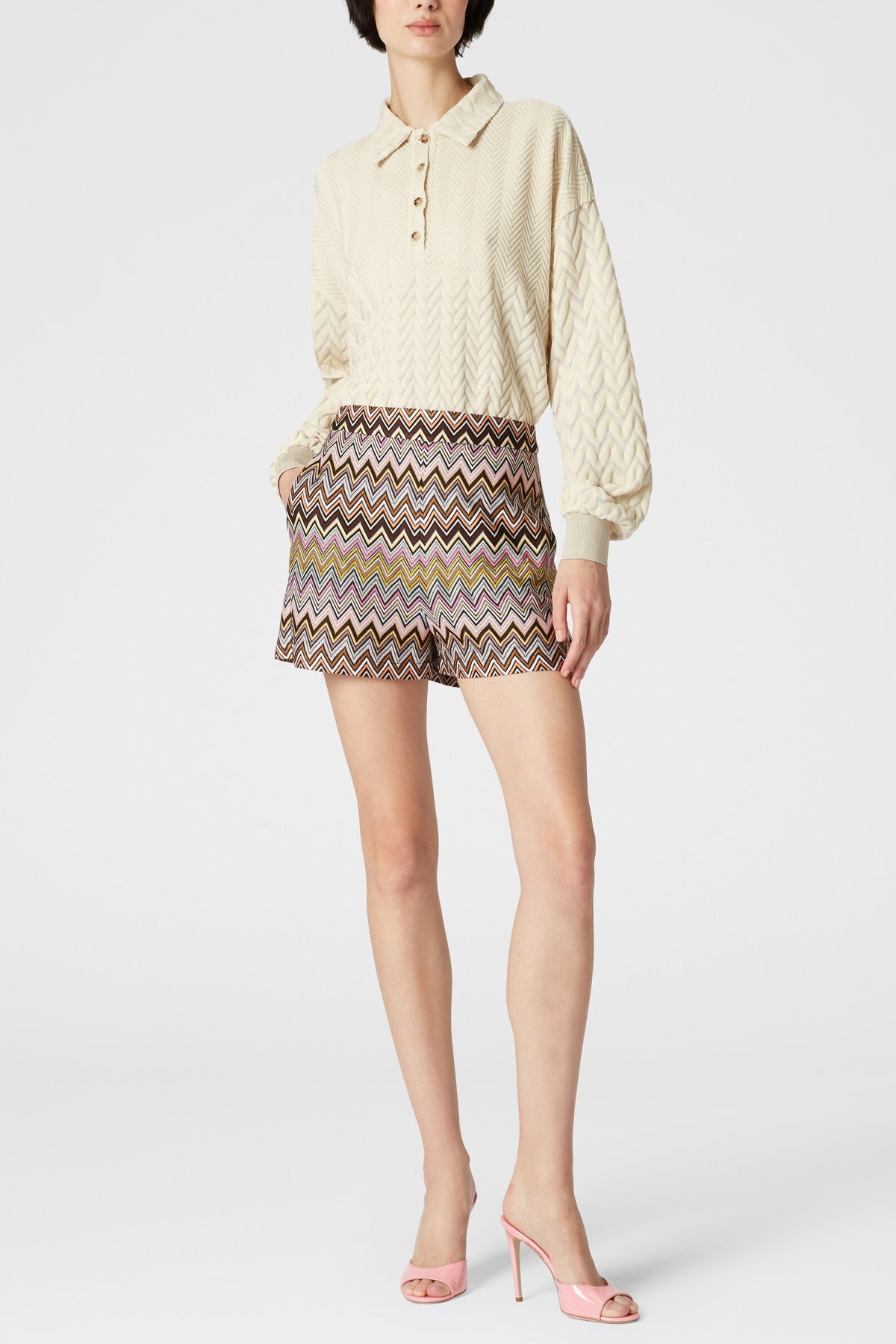 Zig Zag Viscose Shorts in Multi - shop - olivia.com