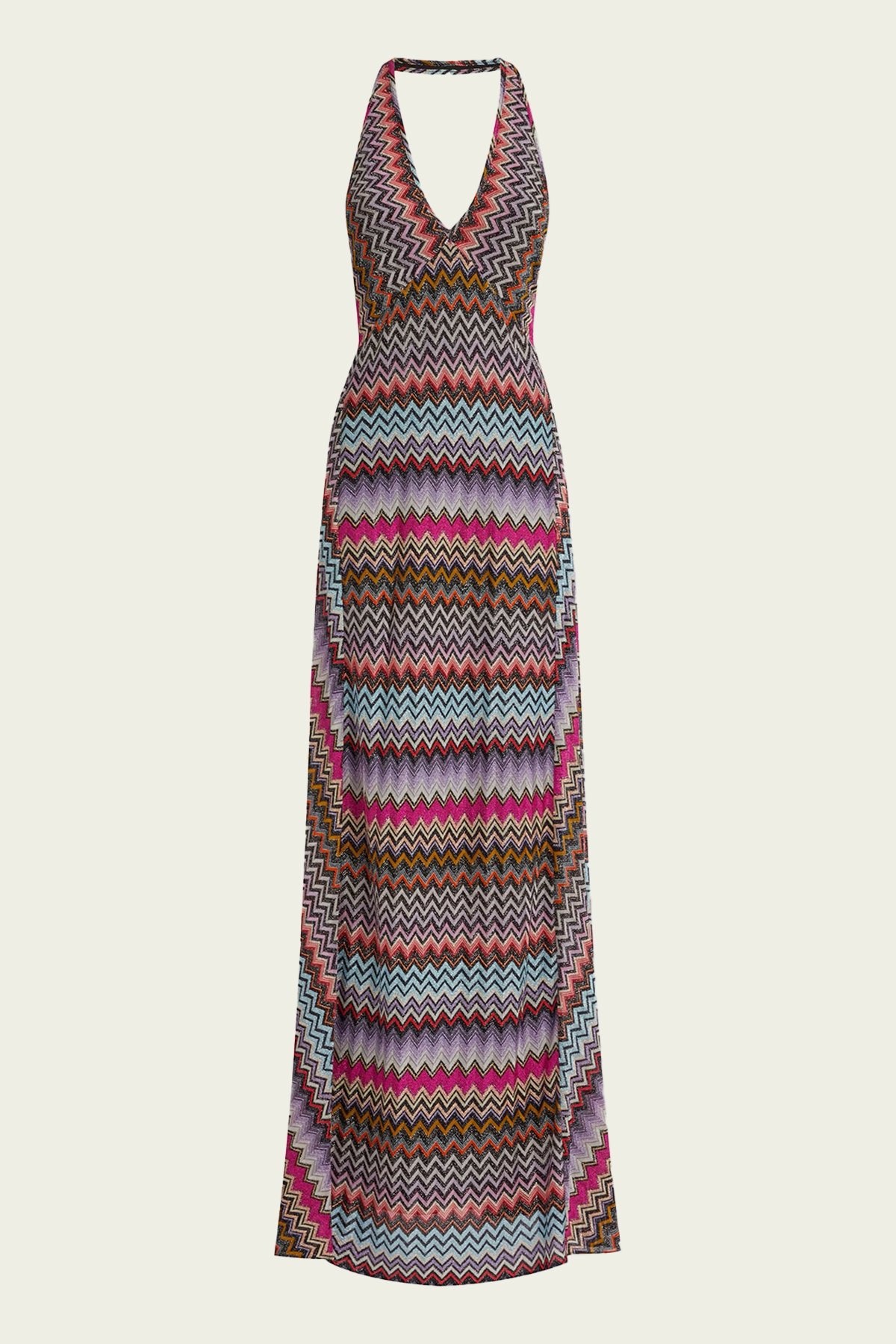 Zig-Zag Woven Maxi Dress in Multicolor with Black - shop-olivia.com