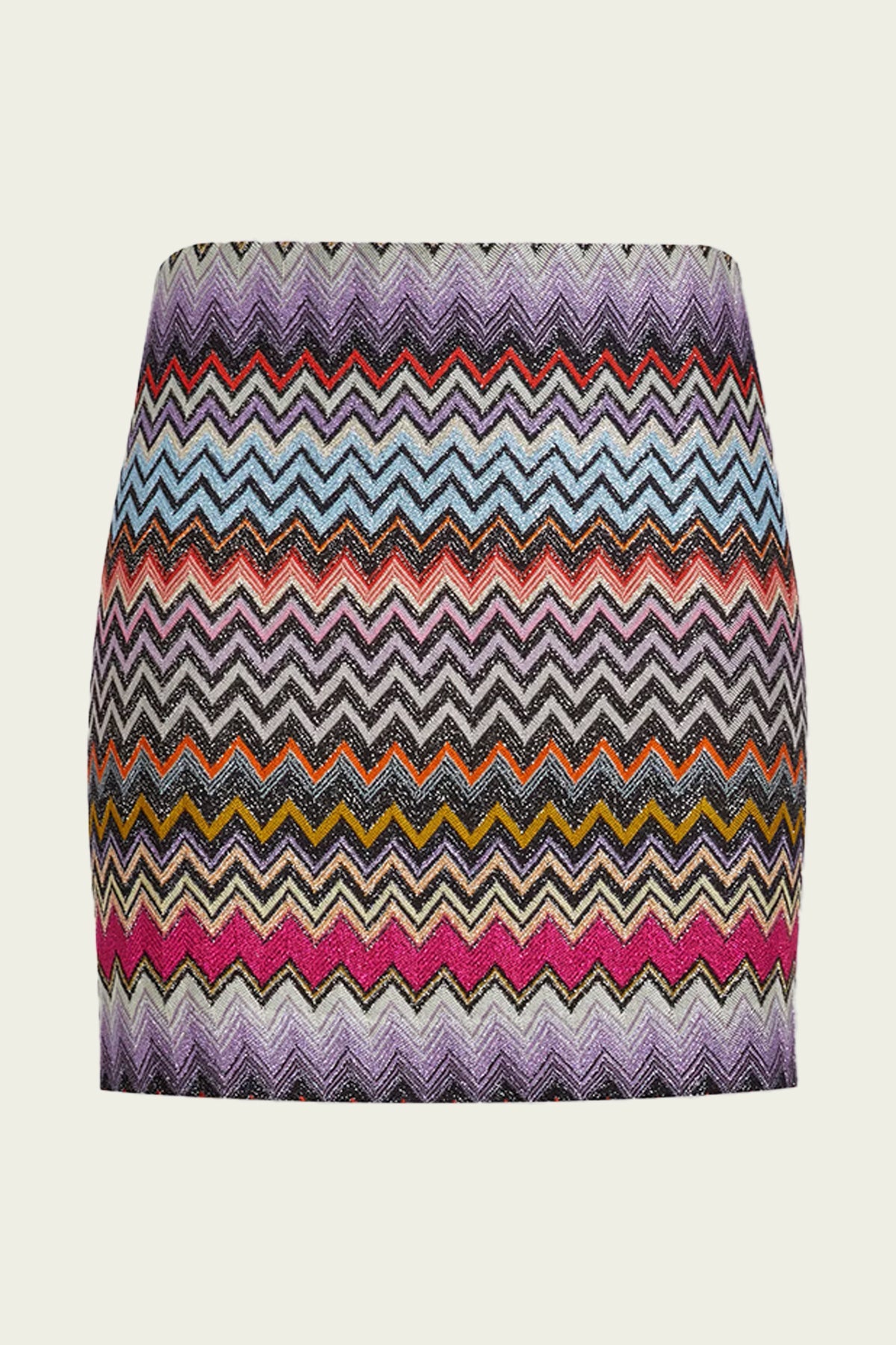Zig-Zag Woven Mini Skirt in Multicolor with Black - shop-olivia.com