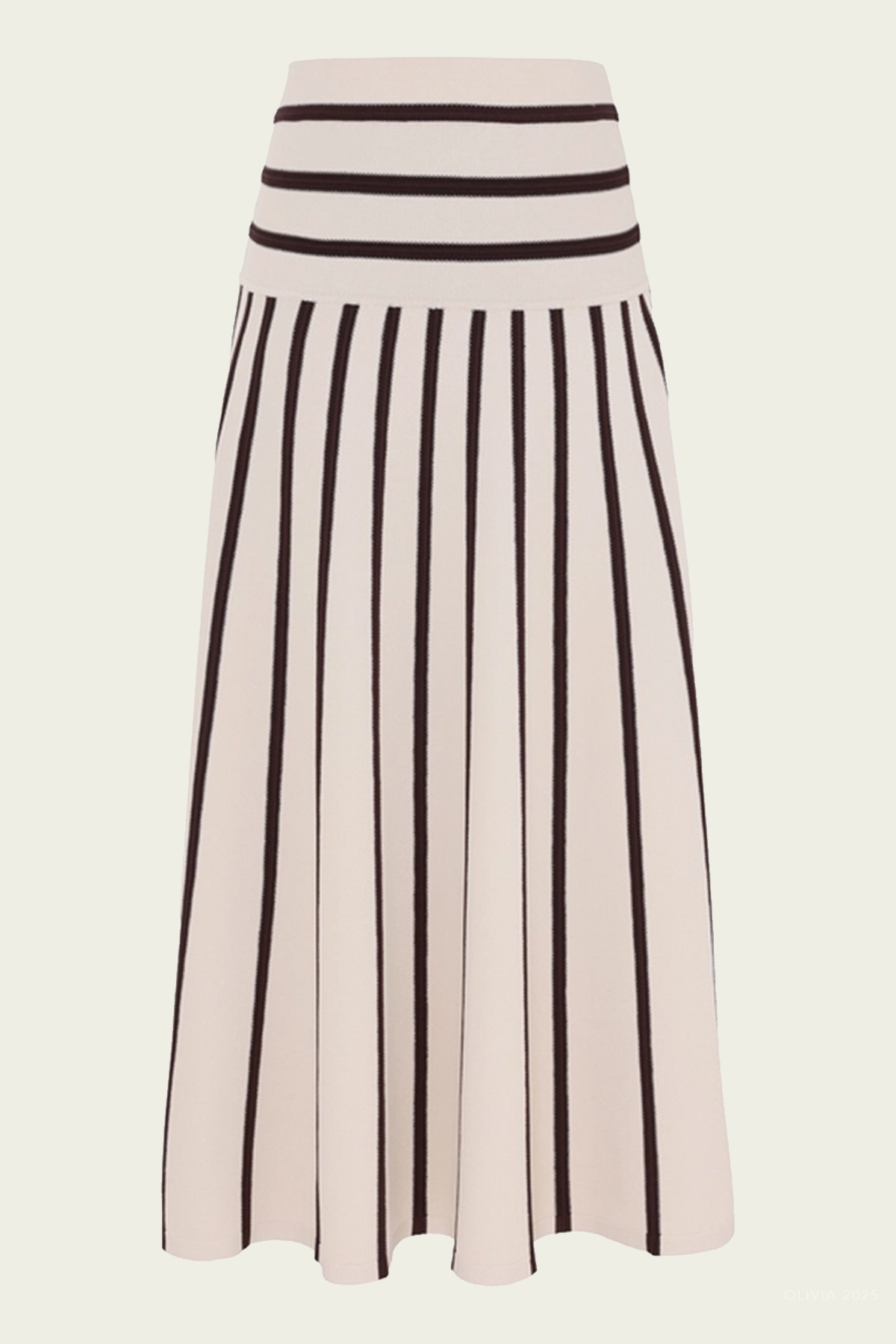 Illuminate Stripe Midi Skirt in Cream Chocolate