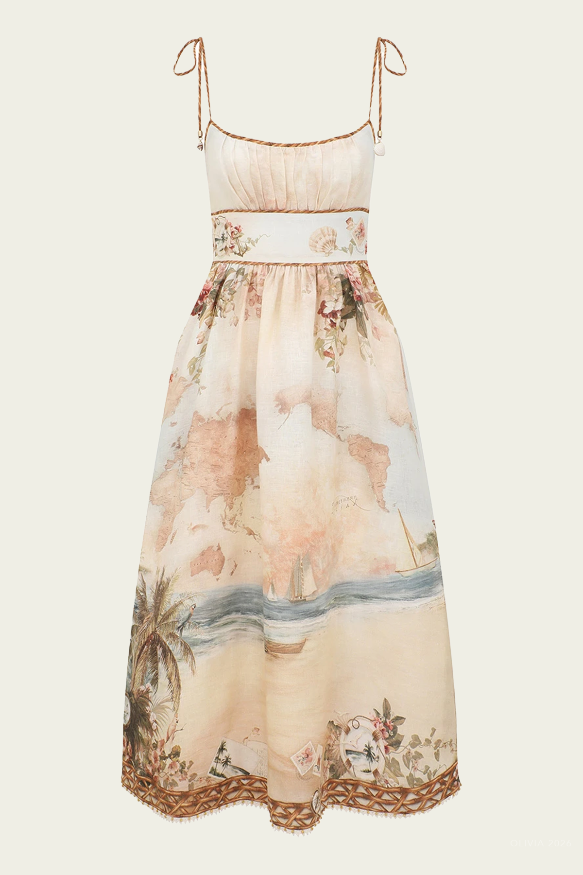 Mahon Picnic Dress in Island Map Blue