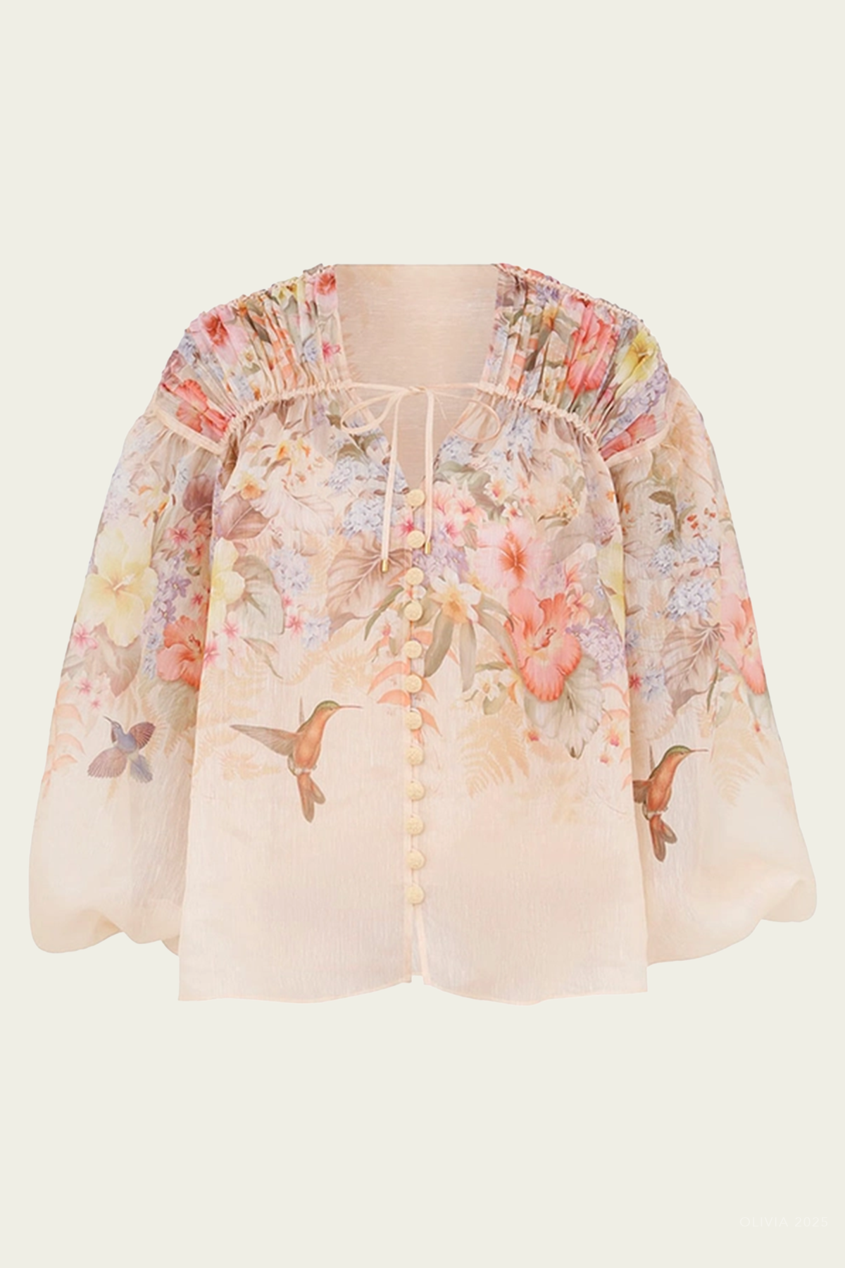 Illuminate Drawn Blouse in Ivory Tropical