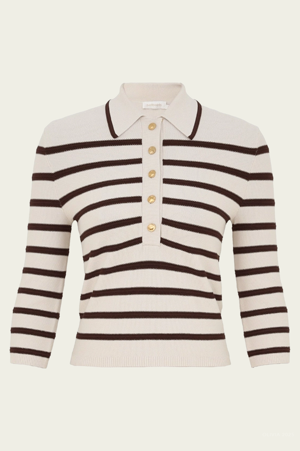 Illuminate Stripe Polo in Cream Chocolate