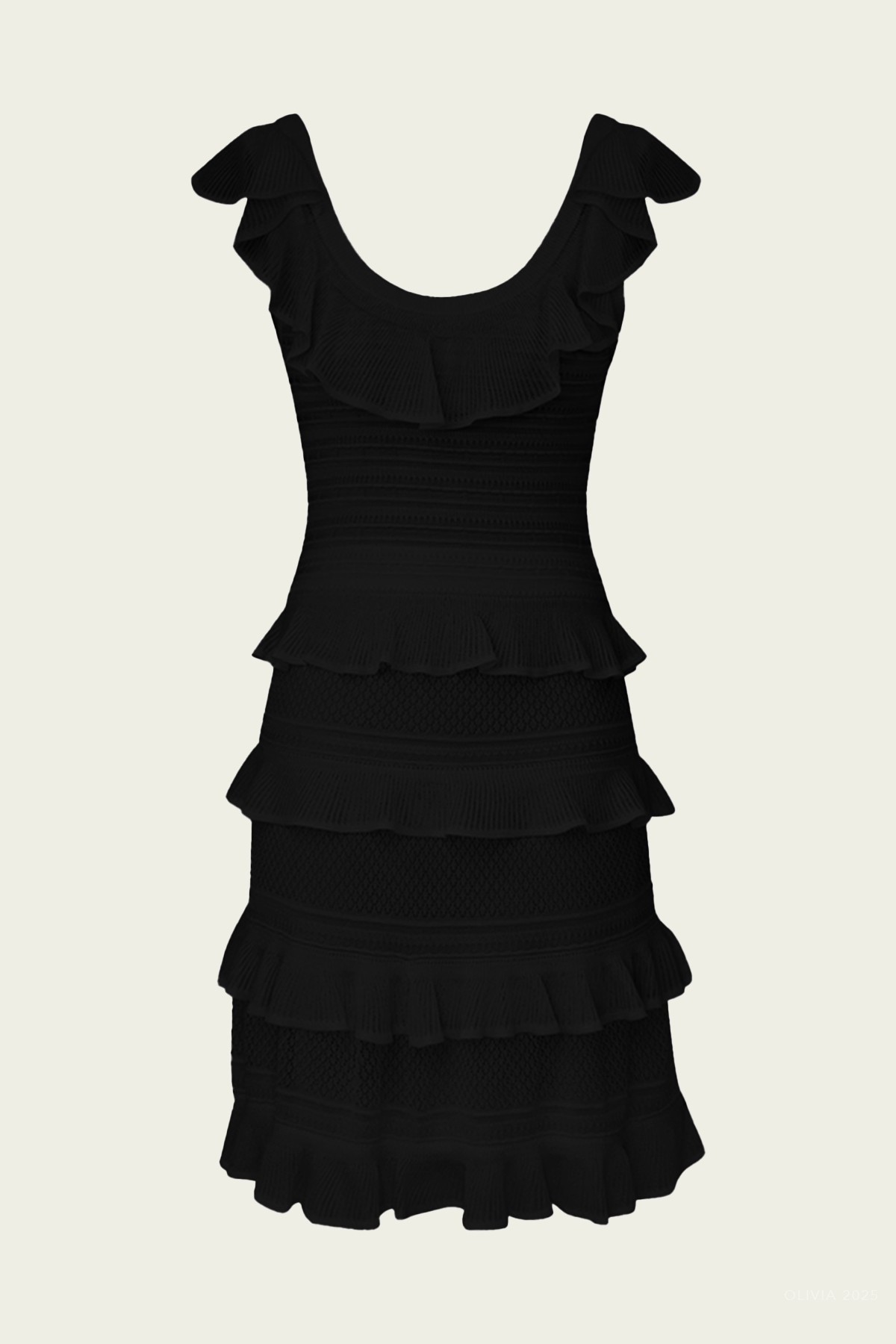 Illuminate Lace Frill Mini Dress in Black