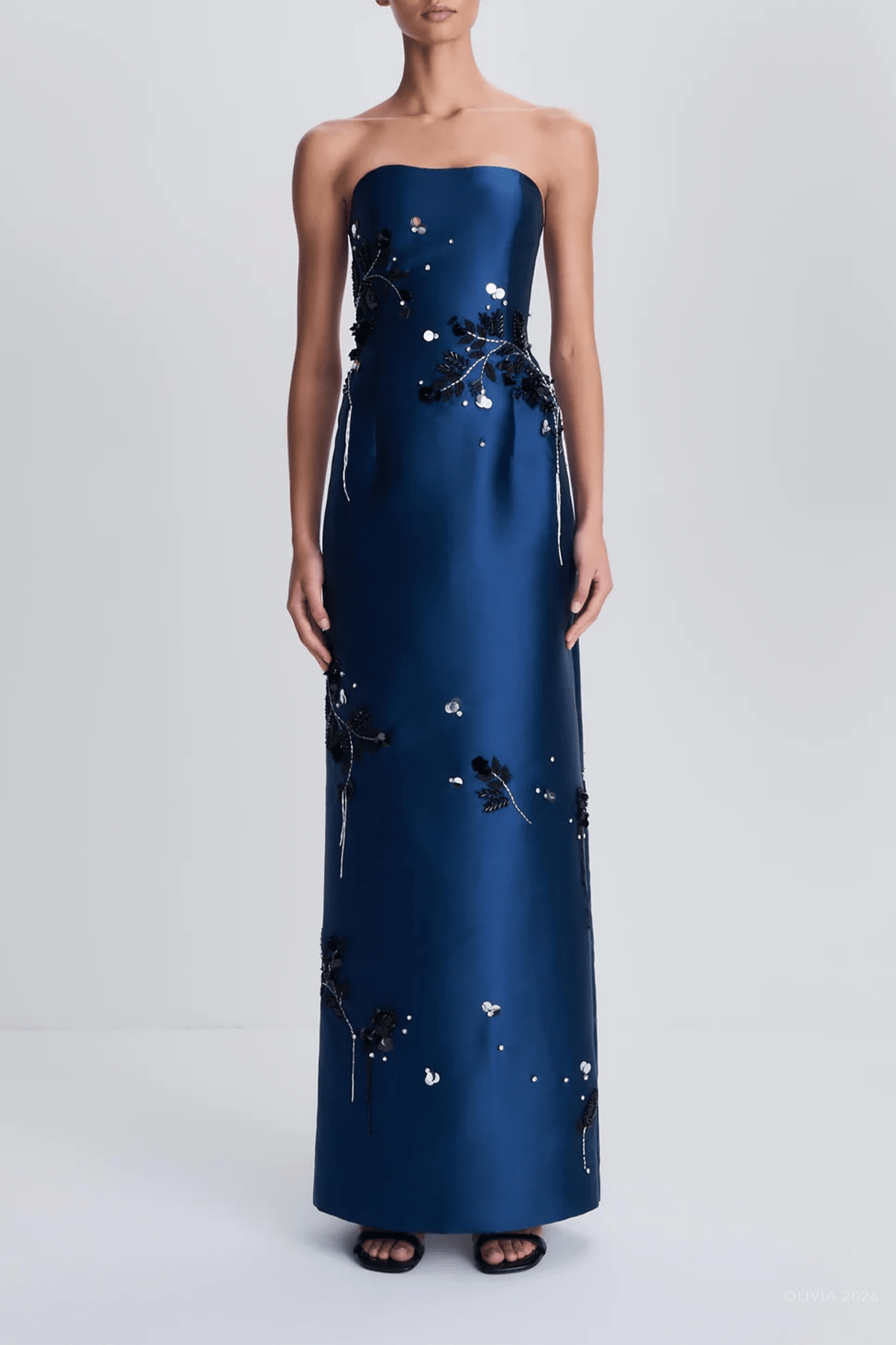 Zirelle Embellished Gown in Ink - shop-olivia.com