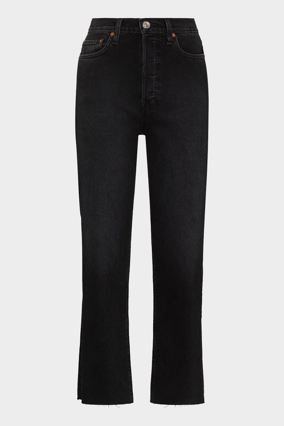 70s Stove Pipe Jeans in Washed Noir - shop-olivia.com