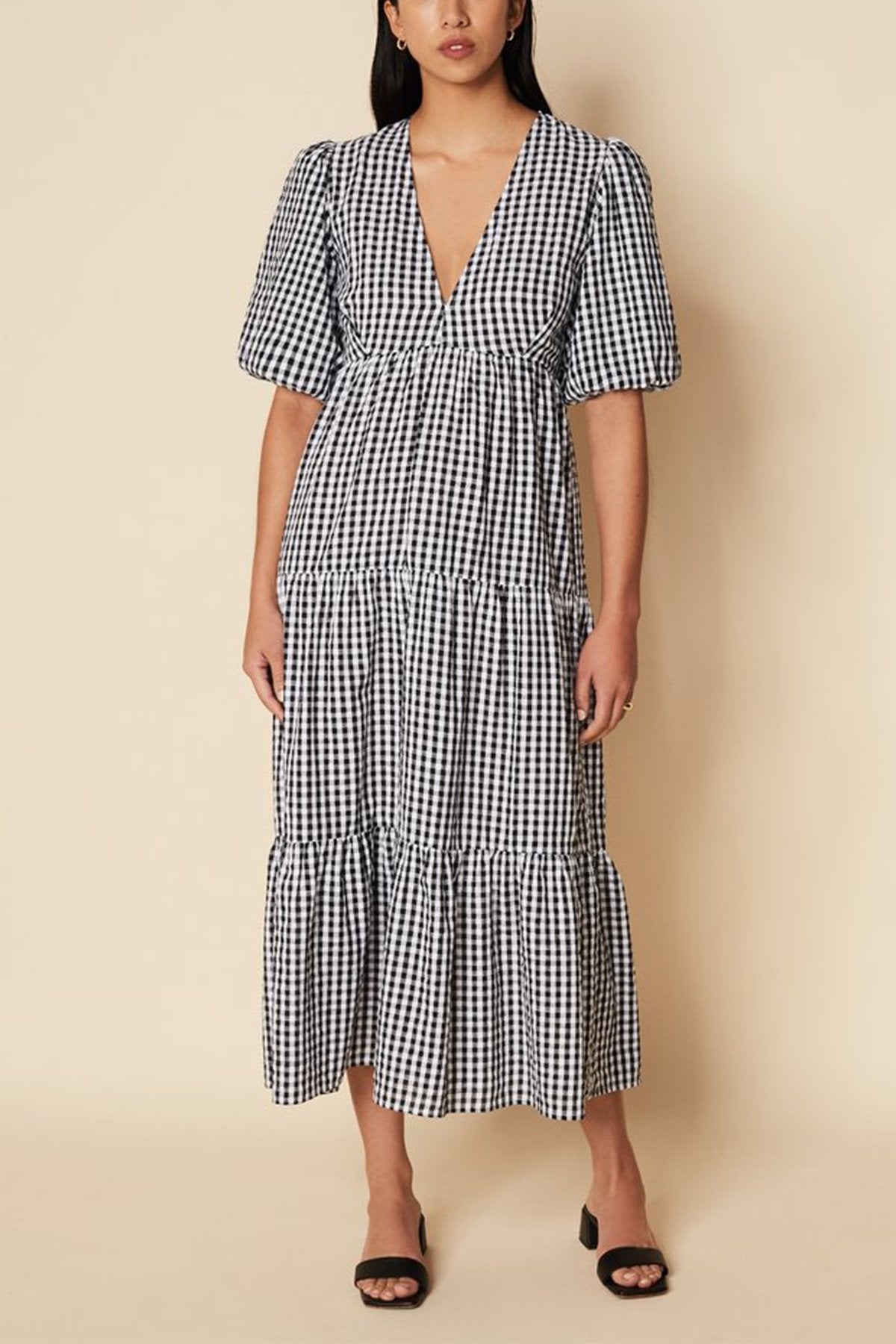 Aberdeen Midi Dress in Varsha Gingham Black