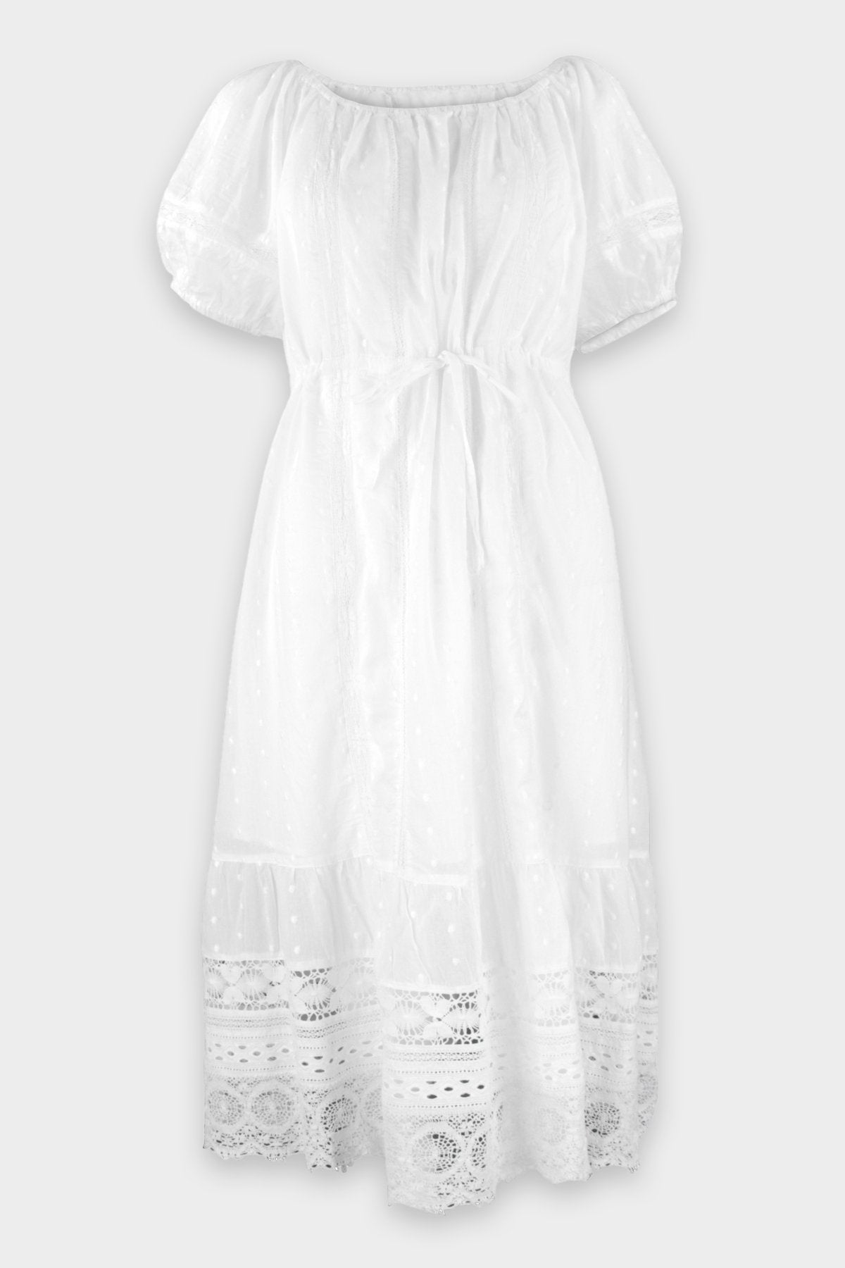 Adalyn Peasant Dress in White - shop-olivia.com
