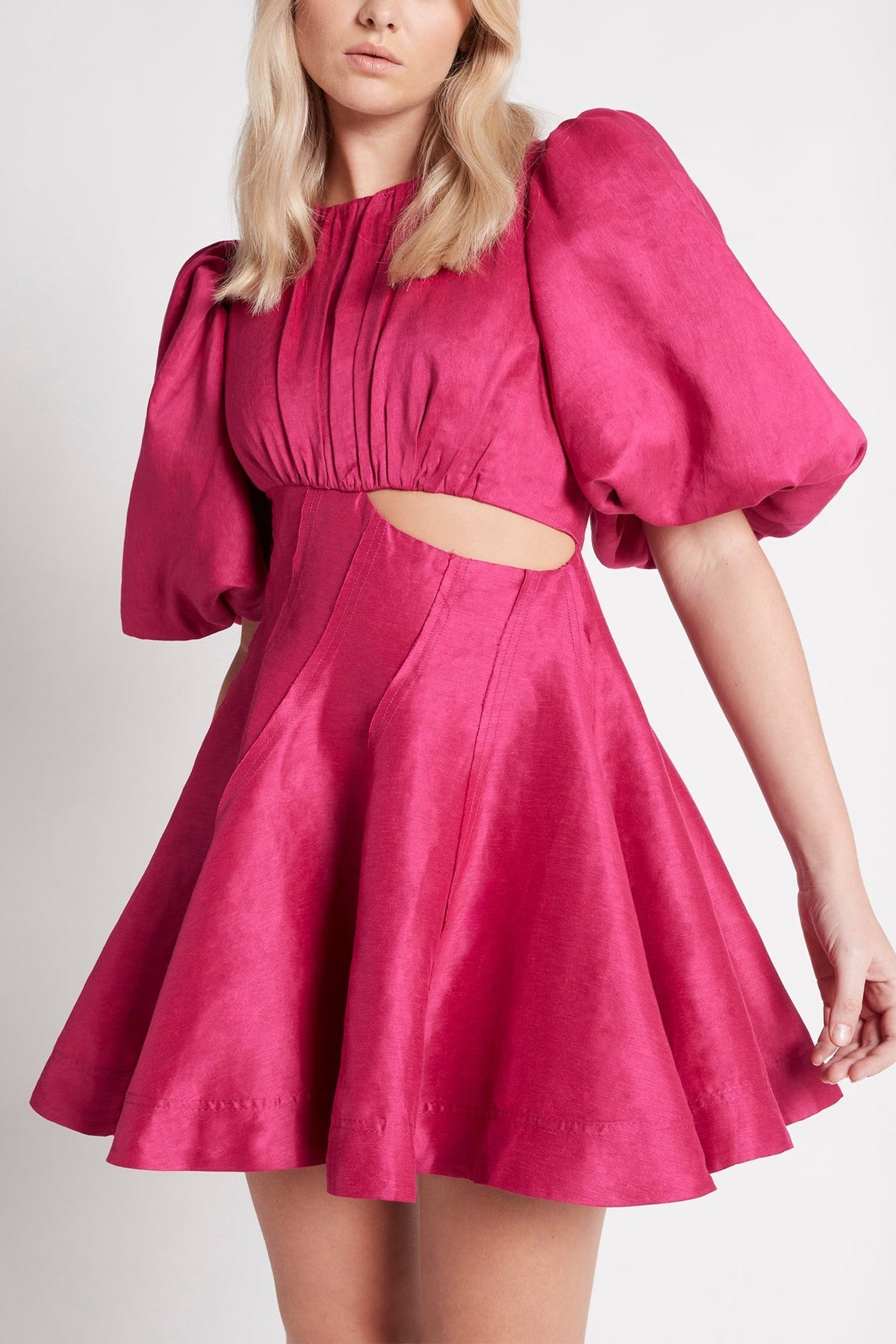 Admiration Asymmetric Mini Dress in Fuchsia - shop-olivia.com