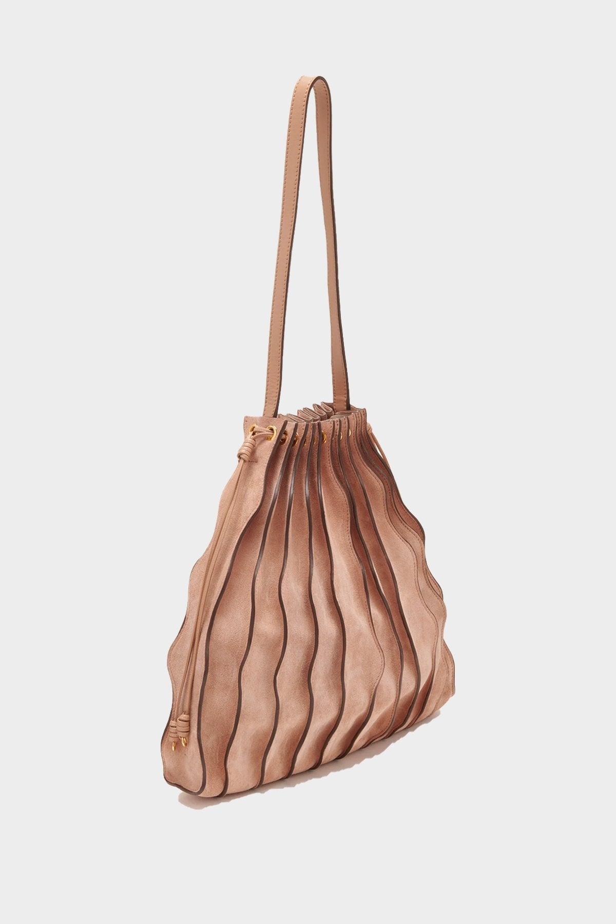 Adria Large Pleated Wave Bag in Blush - shop-olivia.com