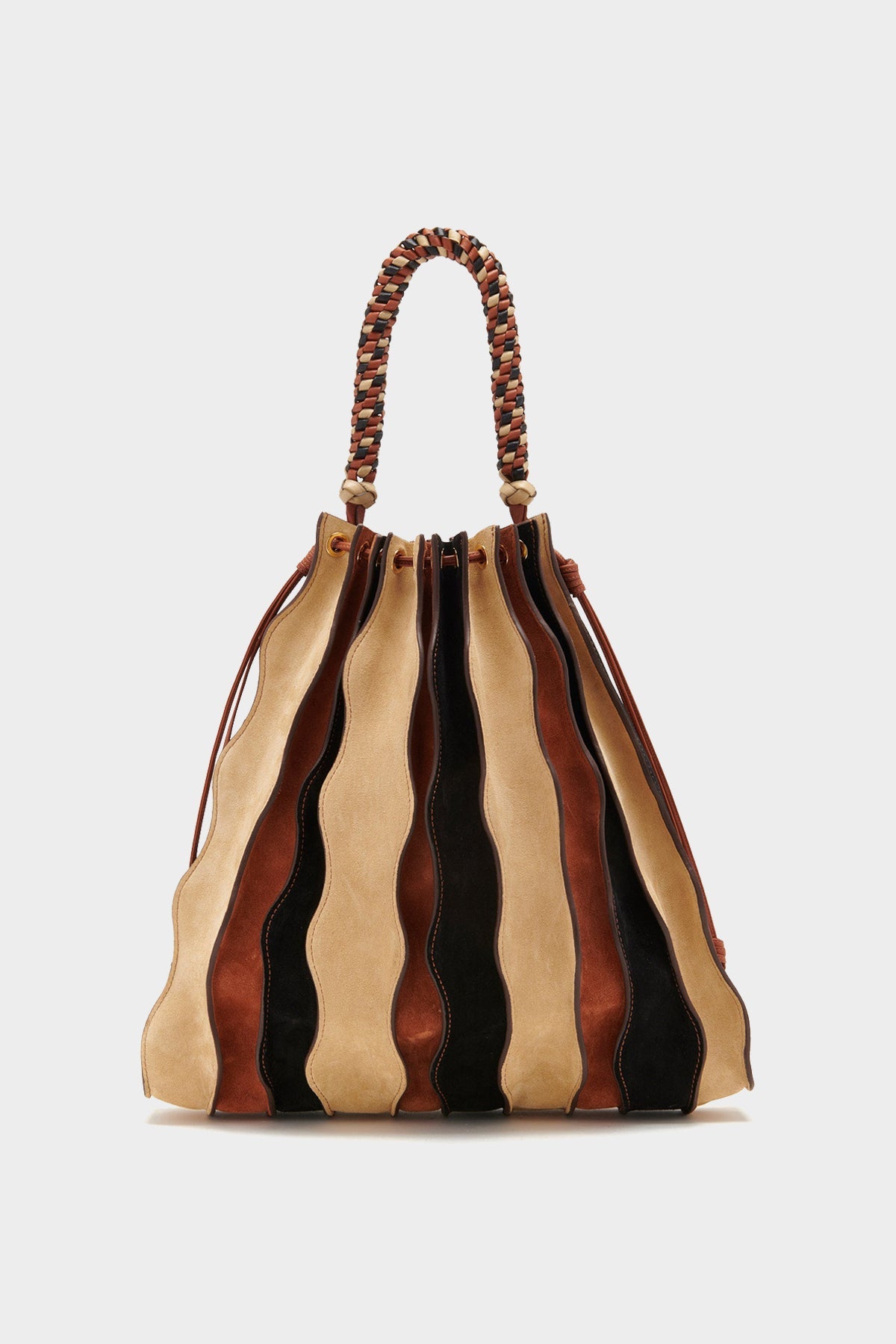 Adria Large Pleated Wave Bag in Dune Colorblock - shop-olivia.com