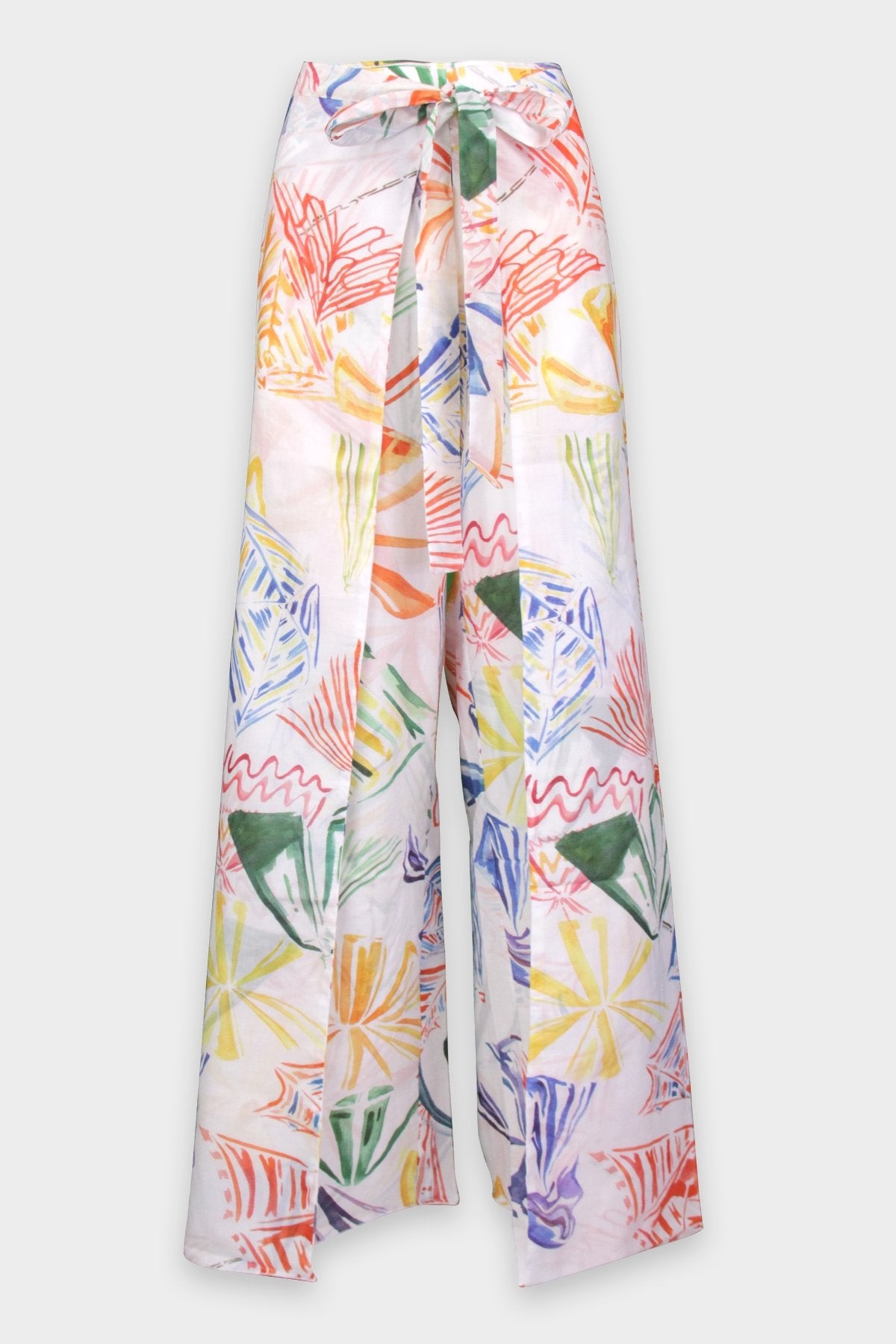 Agnes Pareo Trousers in White Print - shop-olivia.com