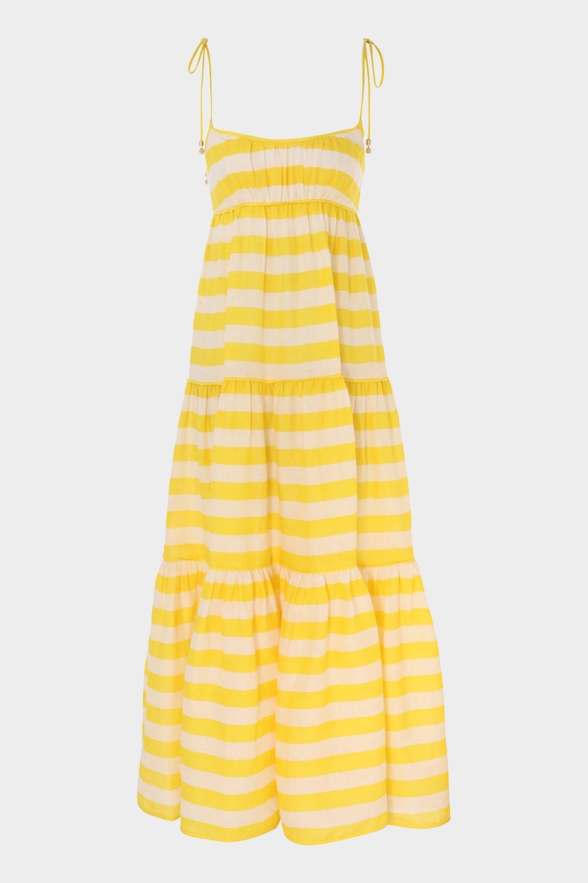Alight Tie Shoulder Dress in Yellow Cream Stripe - shop-olivia.com