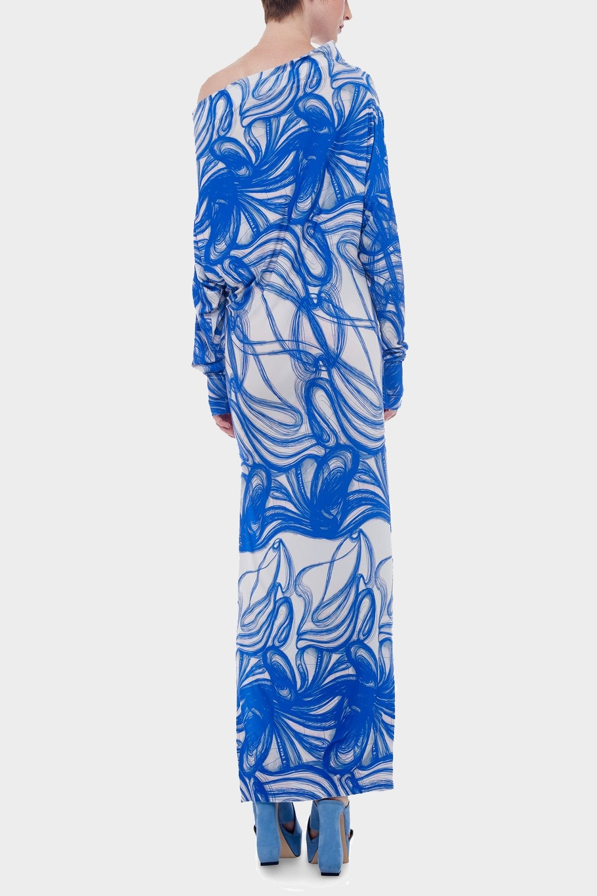 All in One Side Slit Gown in Blue Swirl - shop-olivia.com
