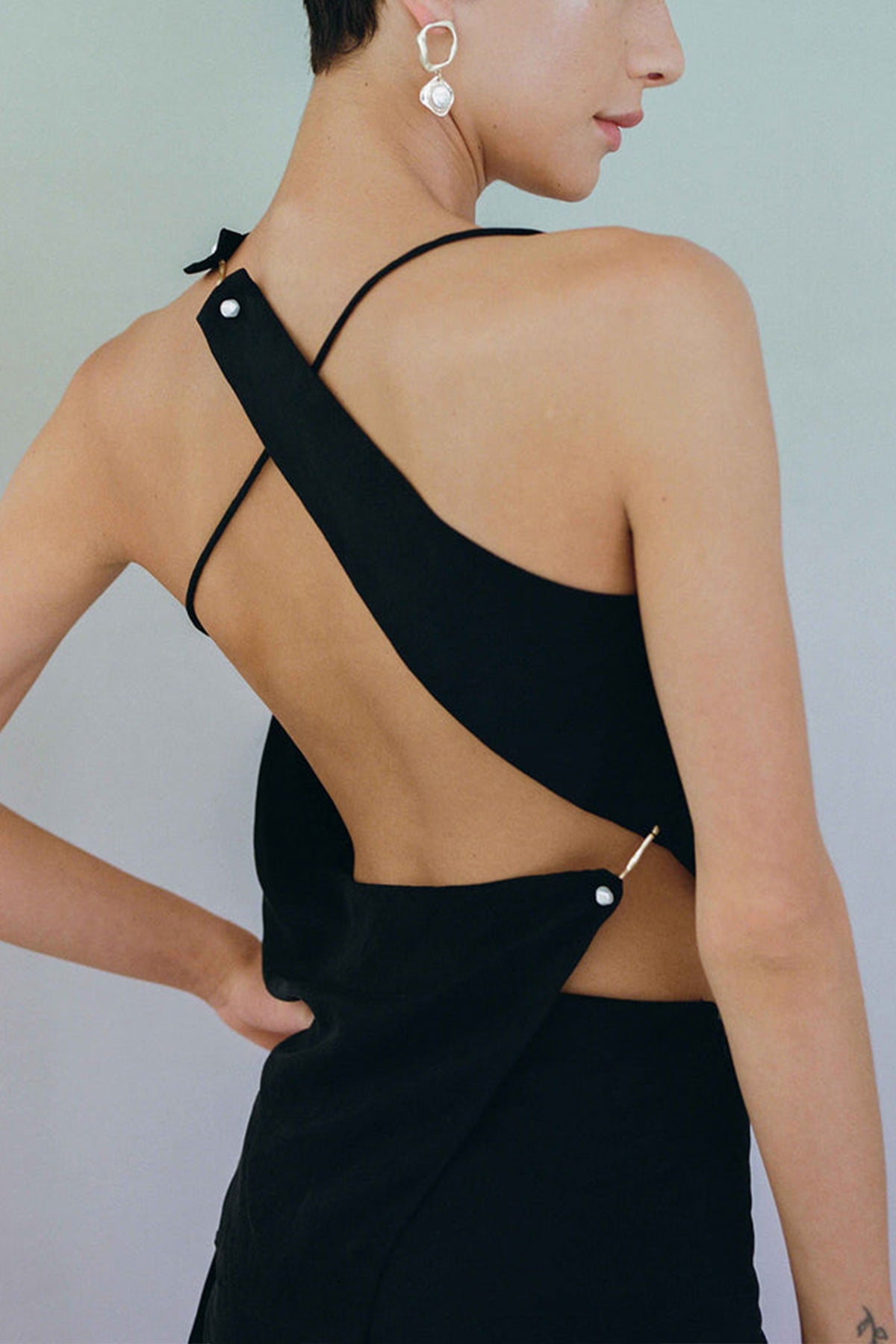 Allure Asymmetric Draped Cami in Black - shop-olivia.com