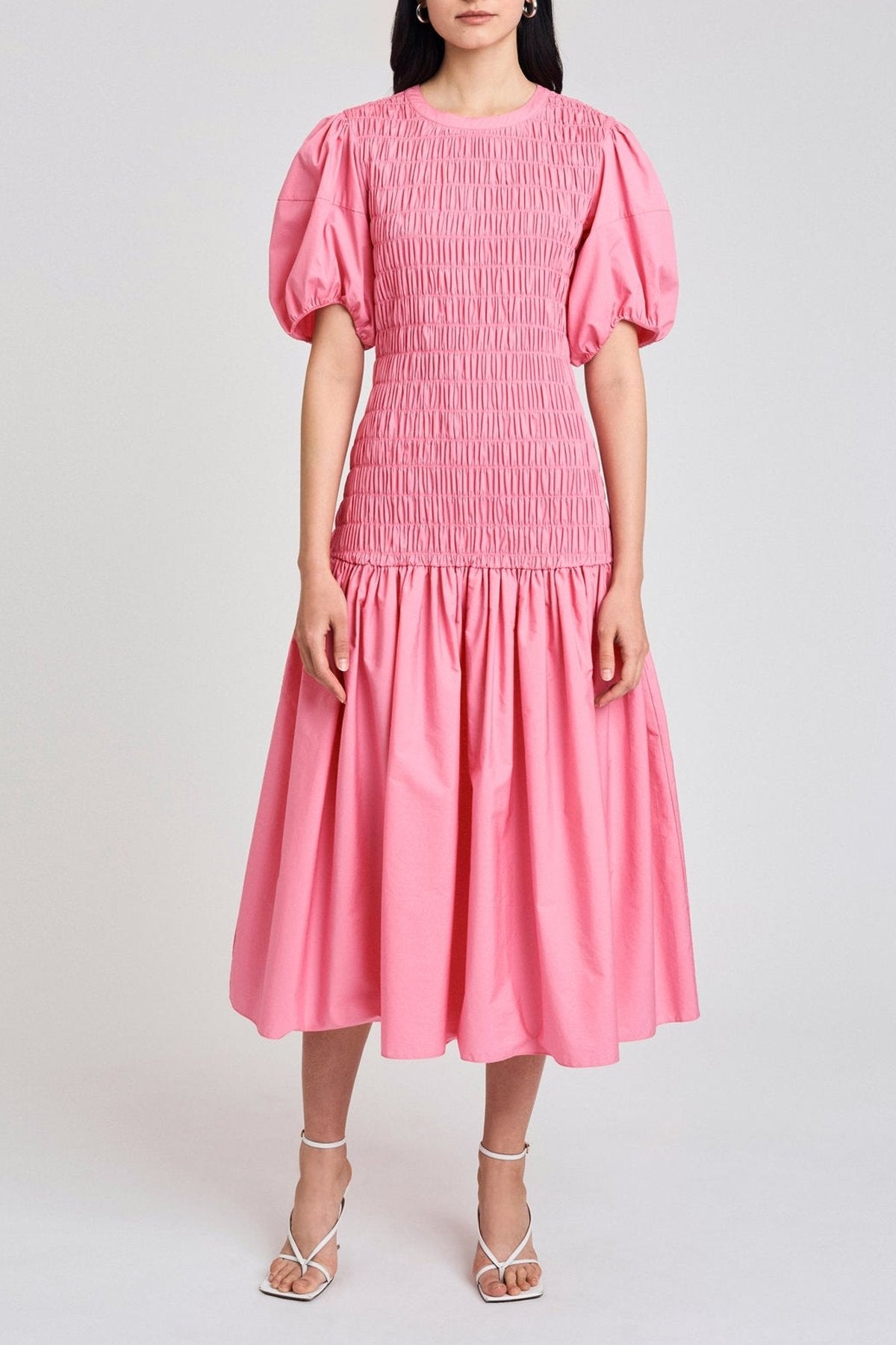 Amaya Smocked Dress in Peony - shop-olivia.com