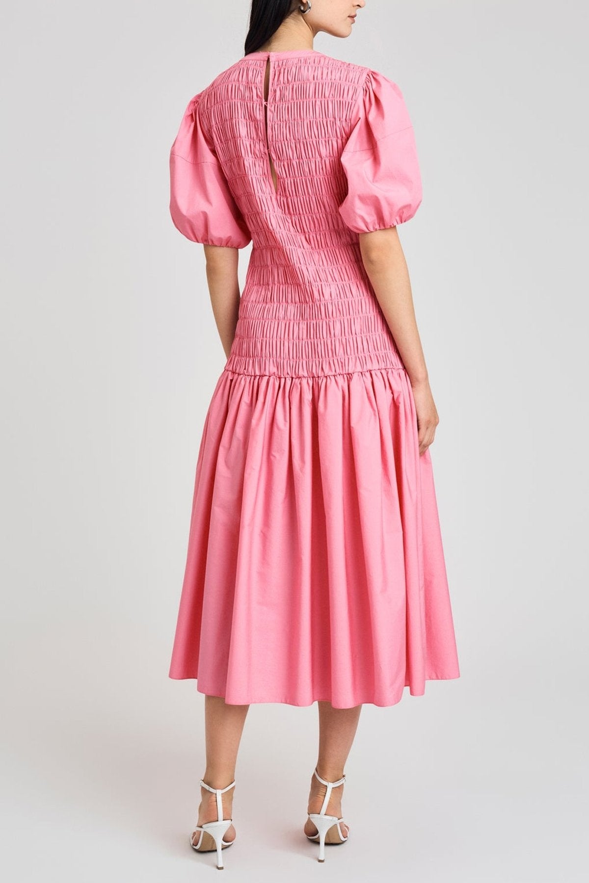 Amaya Smocked Dress in Peony - shop-olivia.com