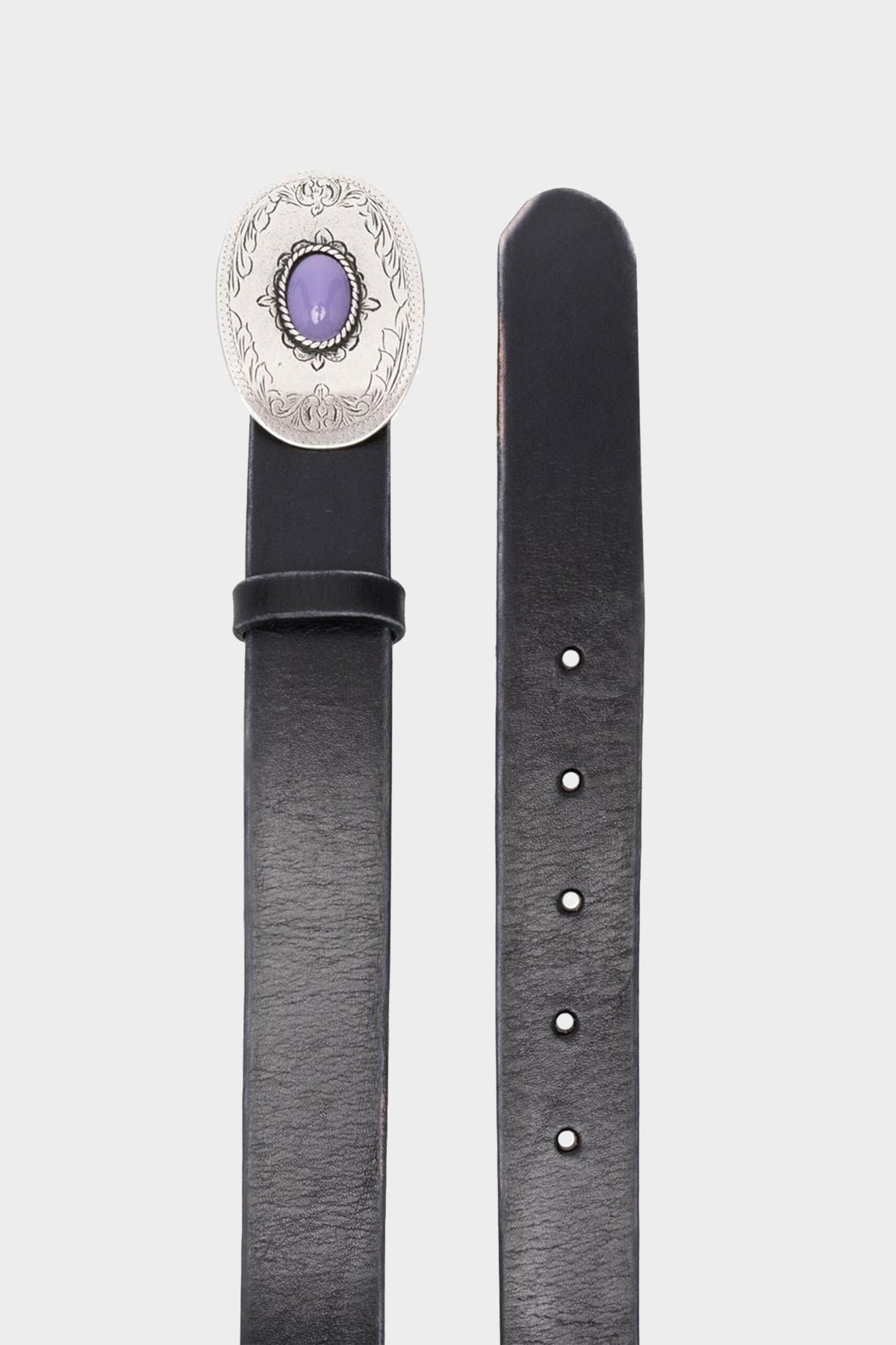 Ametist Washed Leather Belt in Black - shop-olivia.com