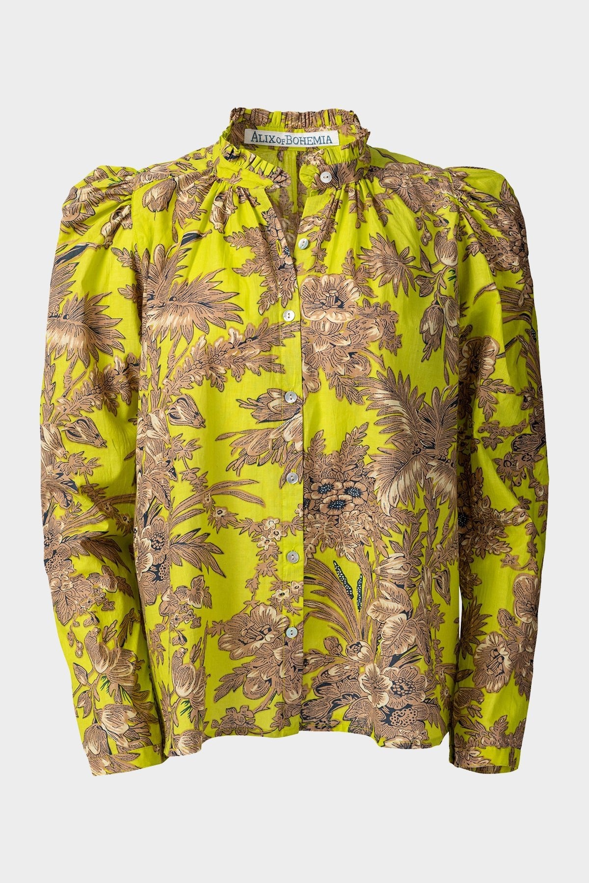 Annabel Acid Toile Shirt in Acid Green - shop-olivia.com