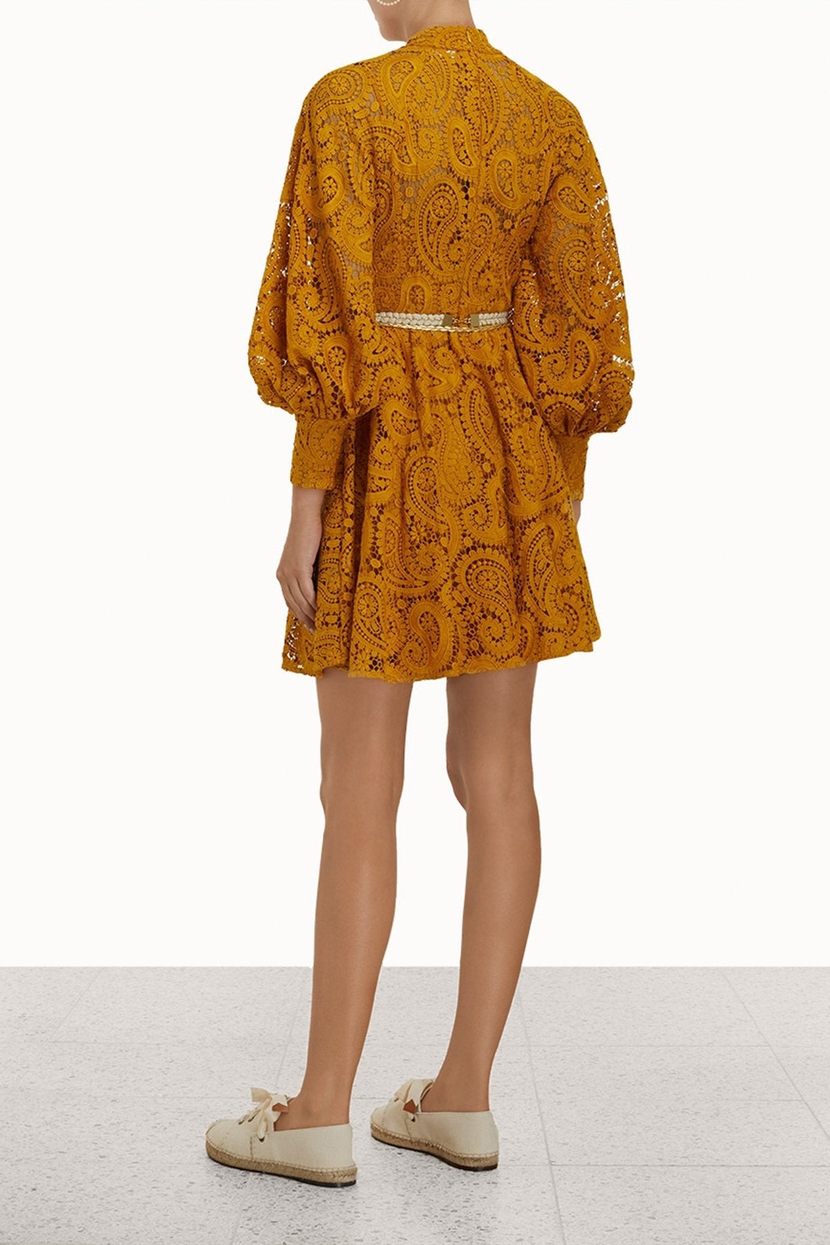 Anneke Lace Mini Dress in Mustard - shop-olivia.com
