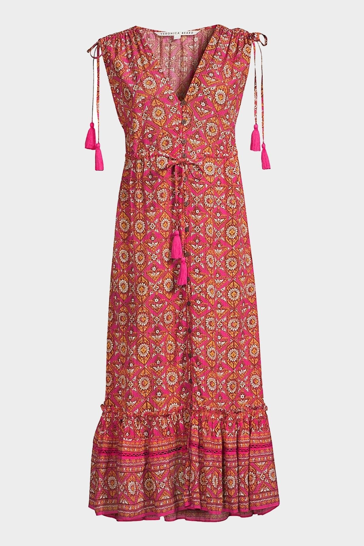 Arjuna Midi Dress in Fuchsia Multi - shop-olivia.com