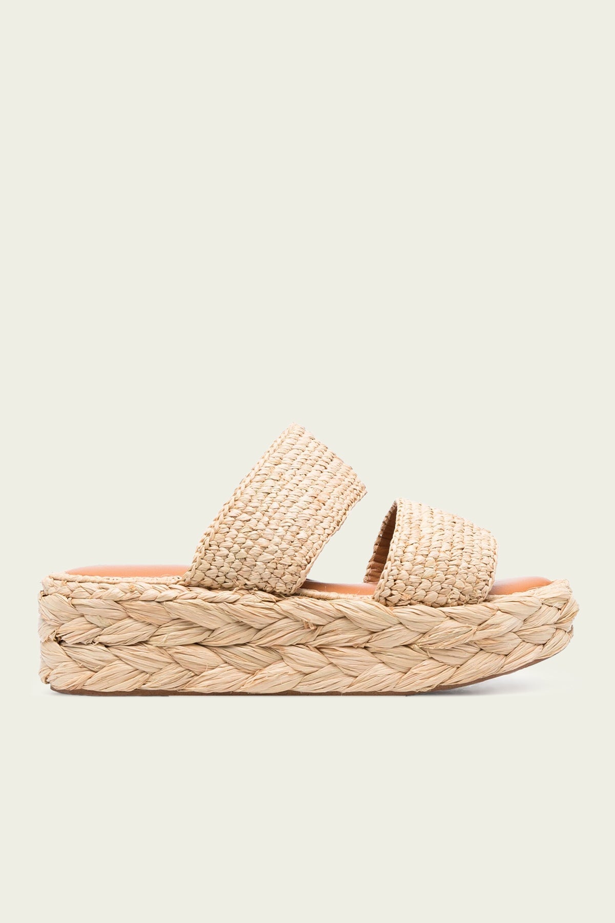 Arlene Raffia Platform Flat Sandals in Natural - shop-olivia.com