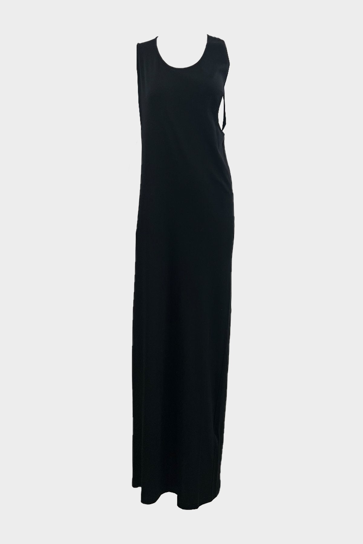 Asymmetric Cut-Out Sleeveless Tee Dress in Black - shop-olivia.com